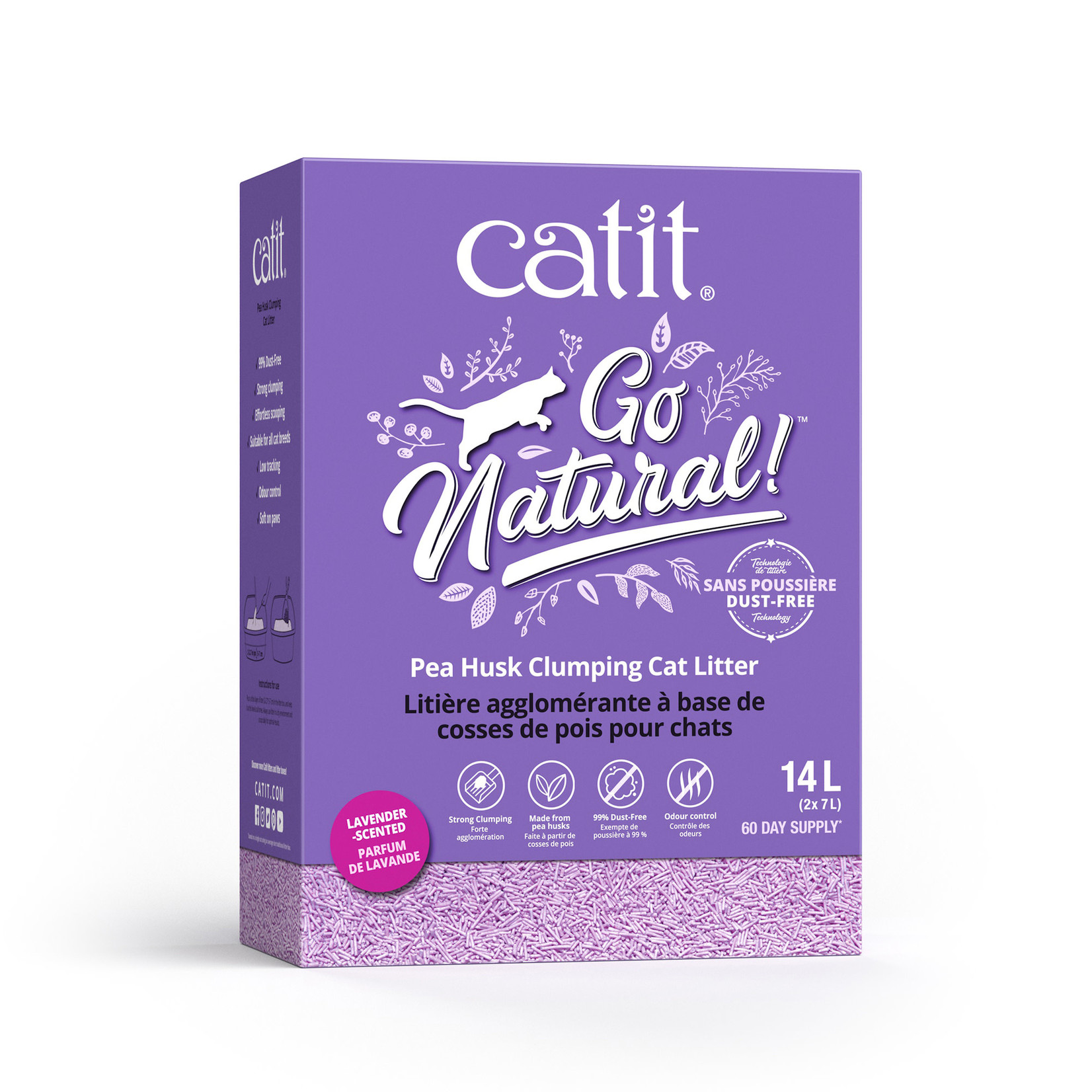 CAT IT Catit Go Natural! Pea Husk Clumping Cat Litter - Lavender - 14 L box