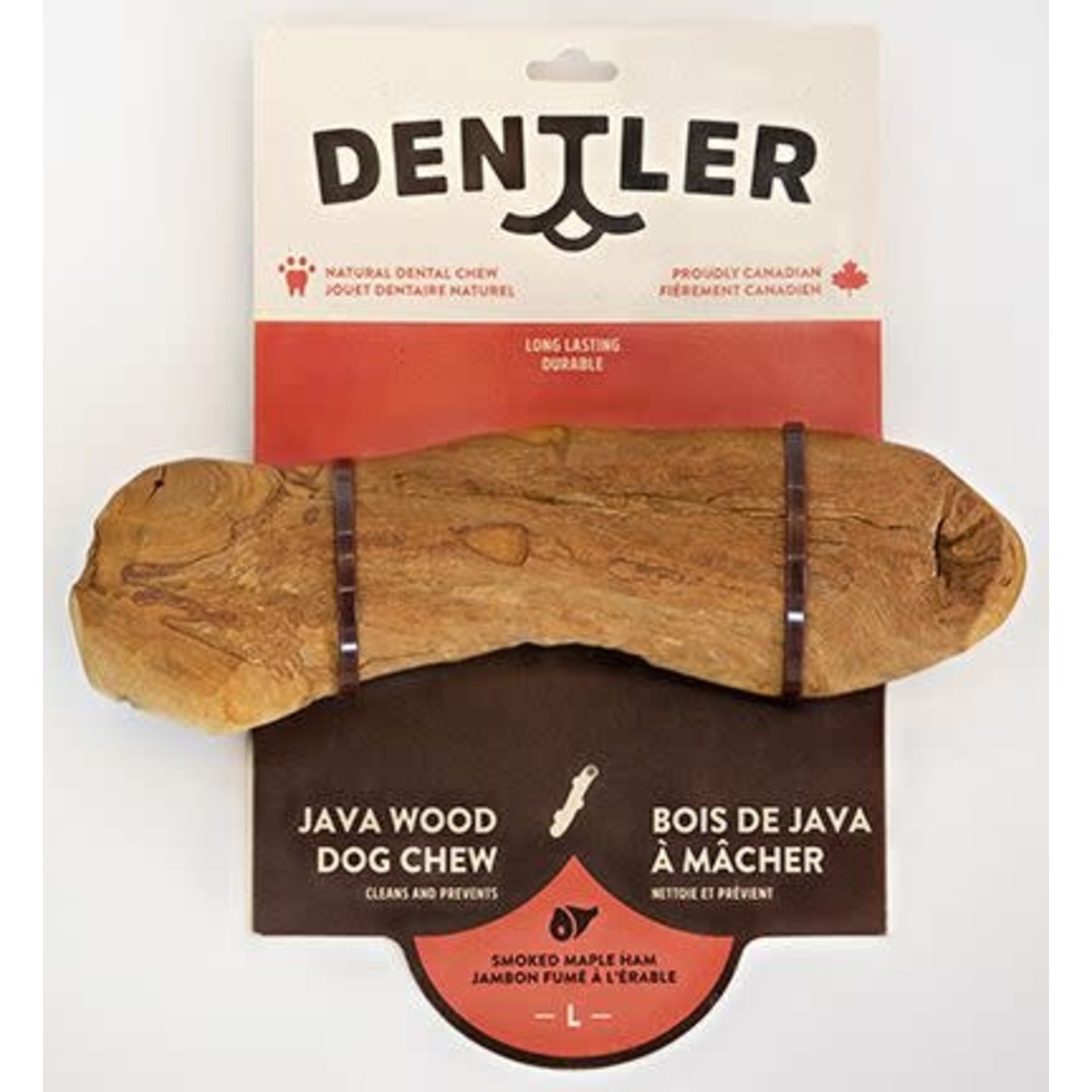DENTLER (D) Dentler Java Wood Dog Chew Smoked Ham Maple Large Dog