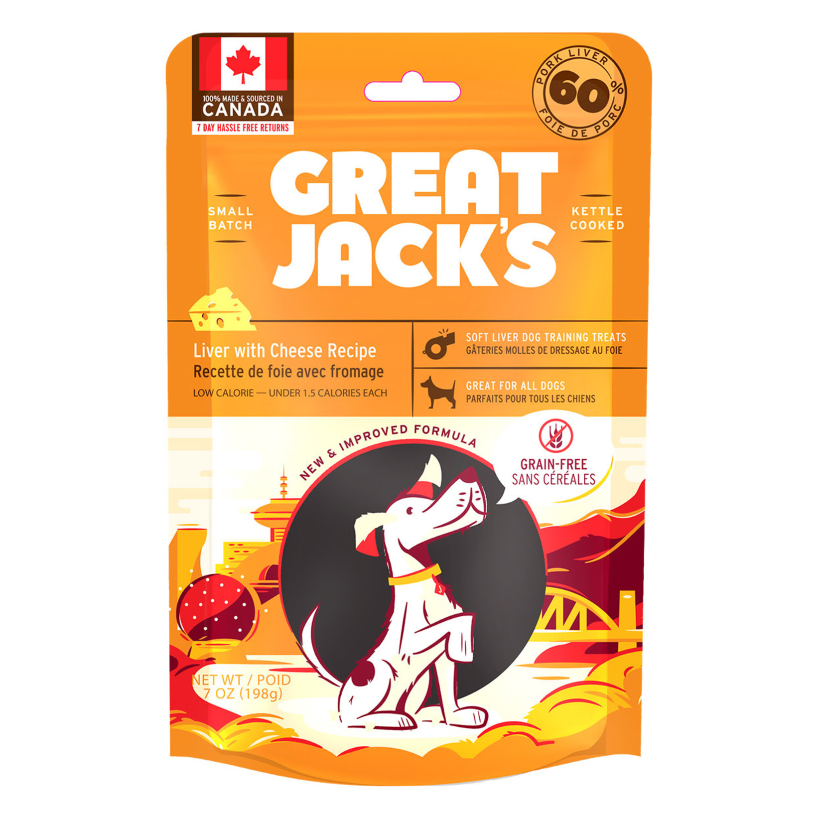 GREAT JACK'S Great Jack's  Grain-Free Soft Liver Dog Training Treats - Pork Liver & Cheese Recipe - 198 g