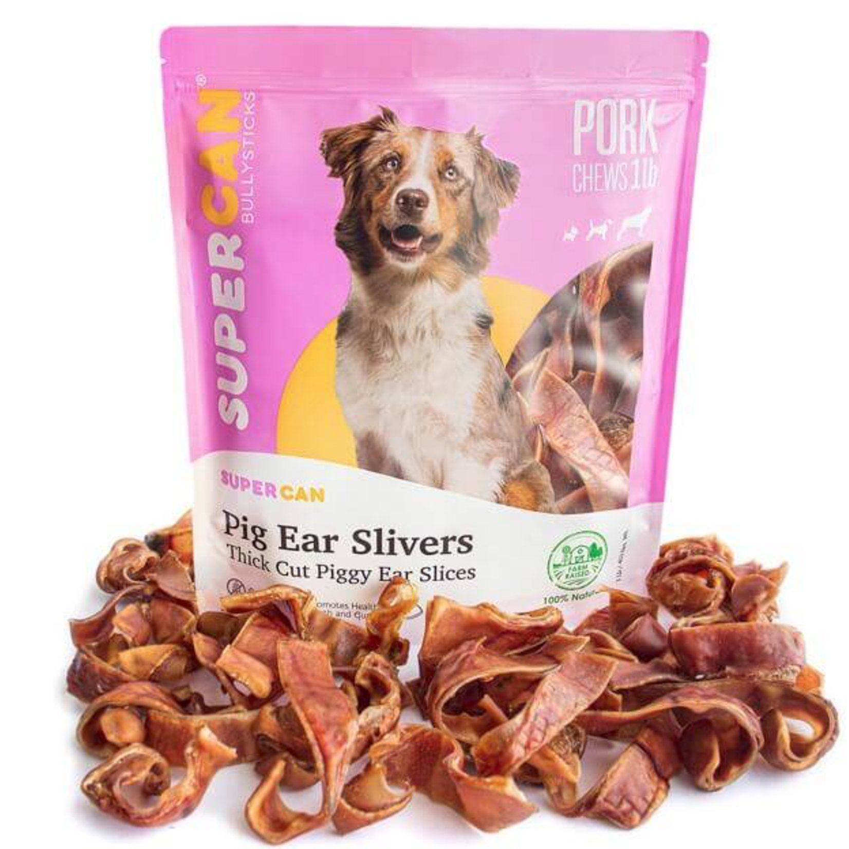 SUPER CAN (W) Super Can Pig Ear Slivers (1lb Bag)