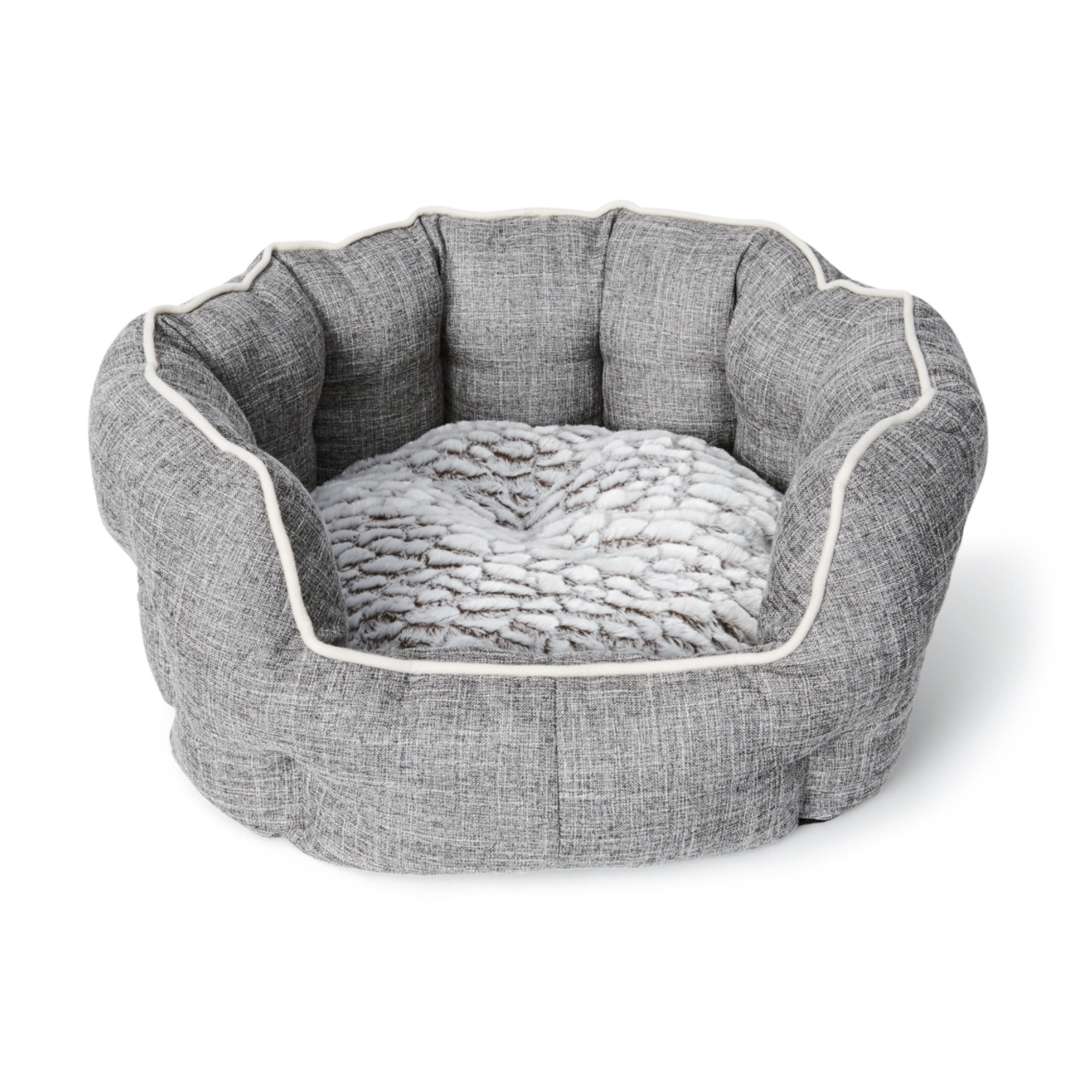 BUD-Z Bud-Z Round Deluxe Cuddler Grey Dog 17.5x15.5in