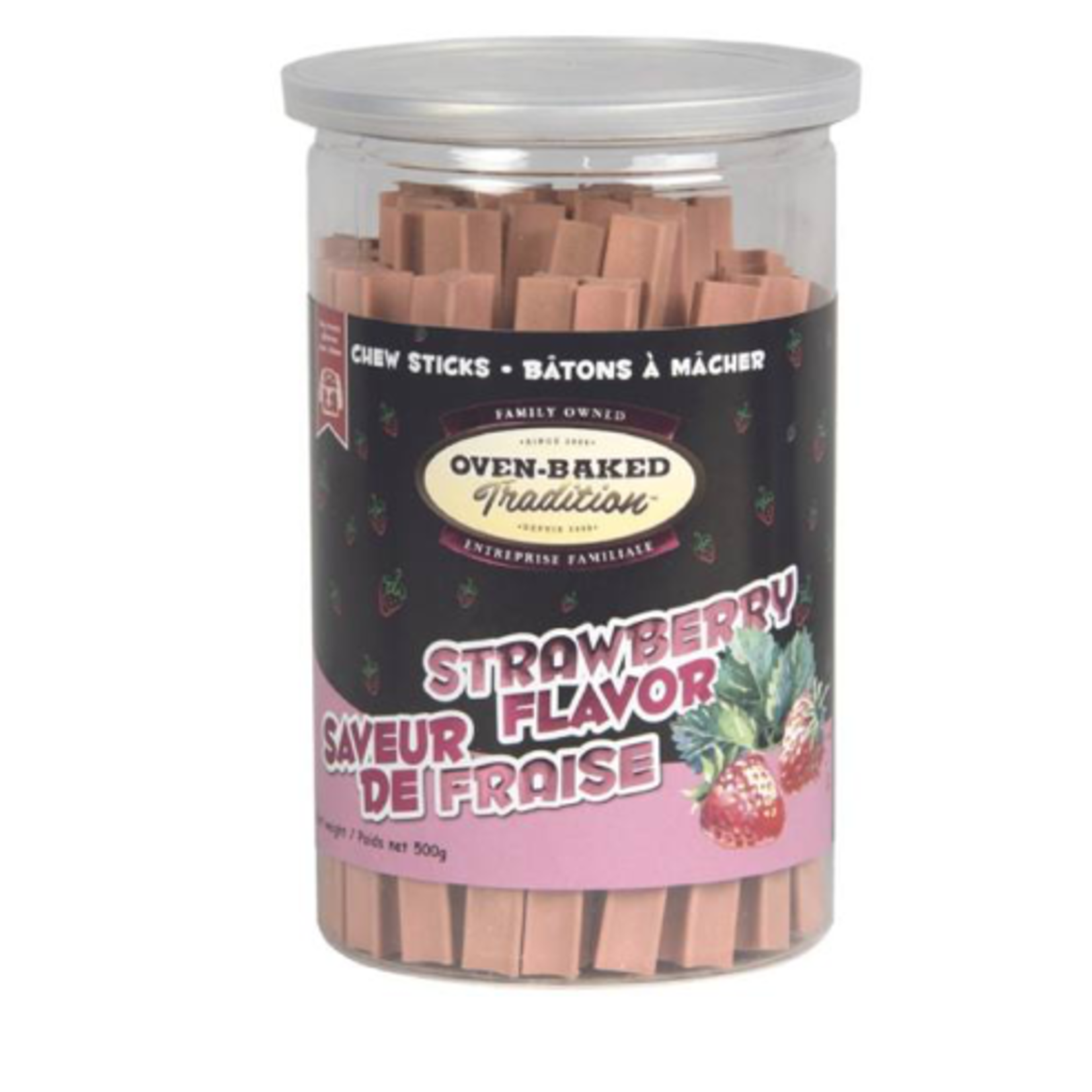 OVEN BAKED TRADITION (W) Oven-Baked Tradition Strawberry Flavour Chew Sticks Dog 500g