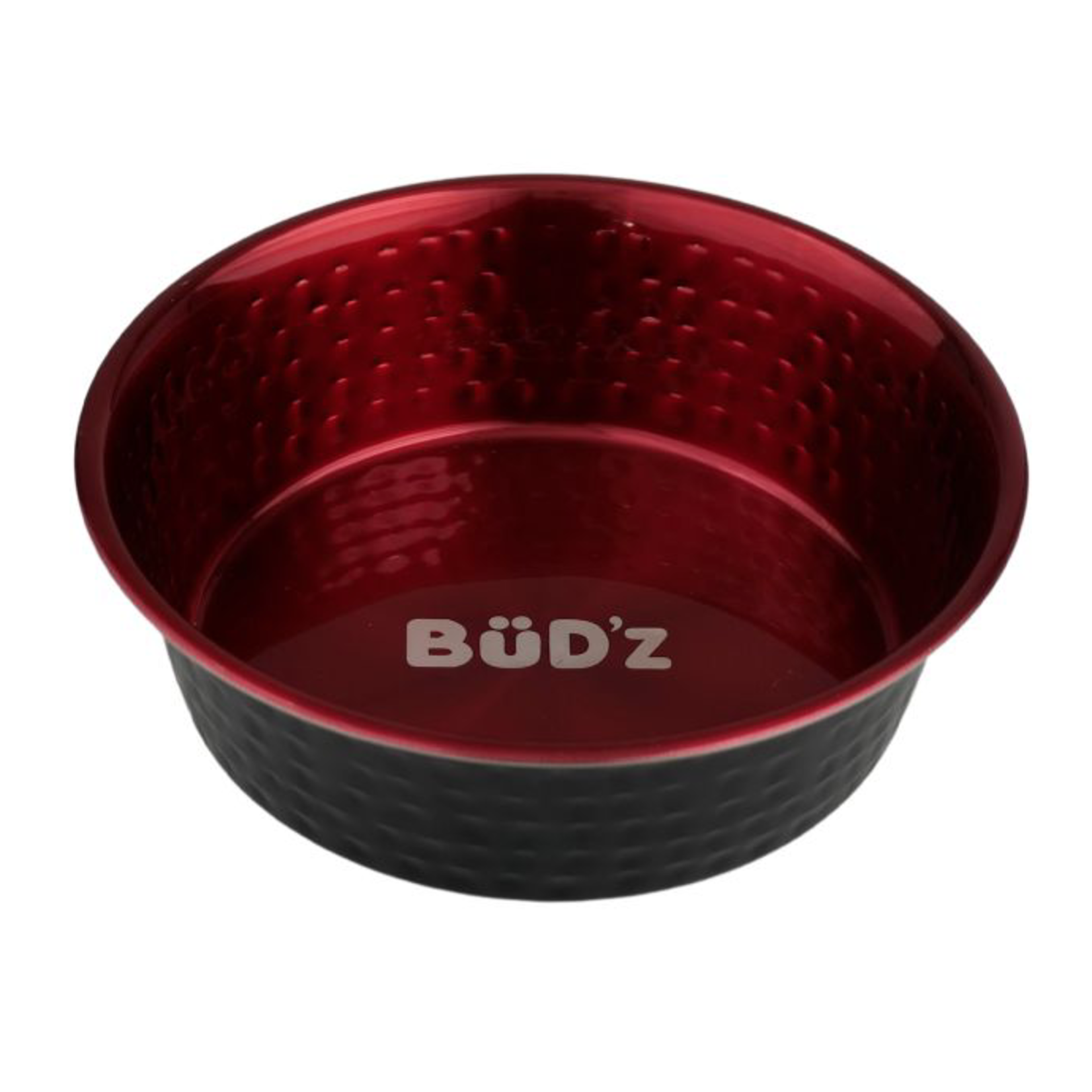 BUD-Z BUD'Z STAINLESS STEEL BOWL, HAMMERED INTERIOR - RED 480ml (16oz)