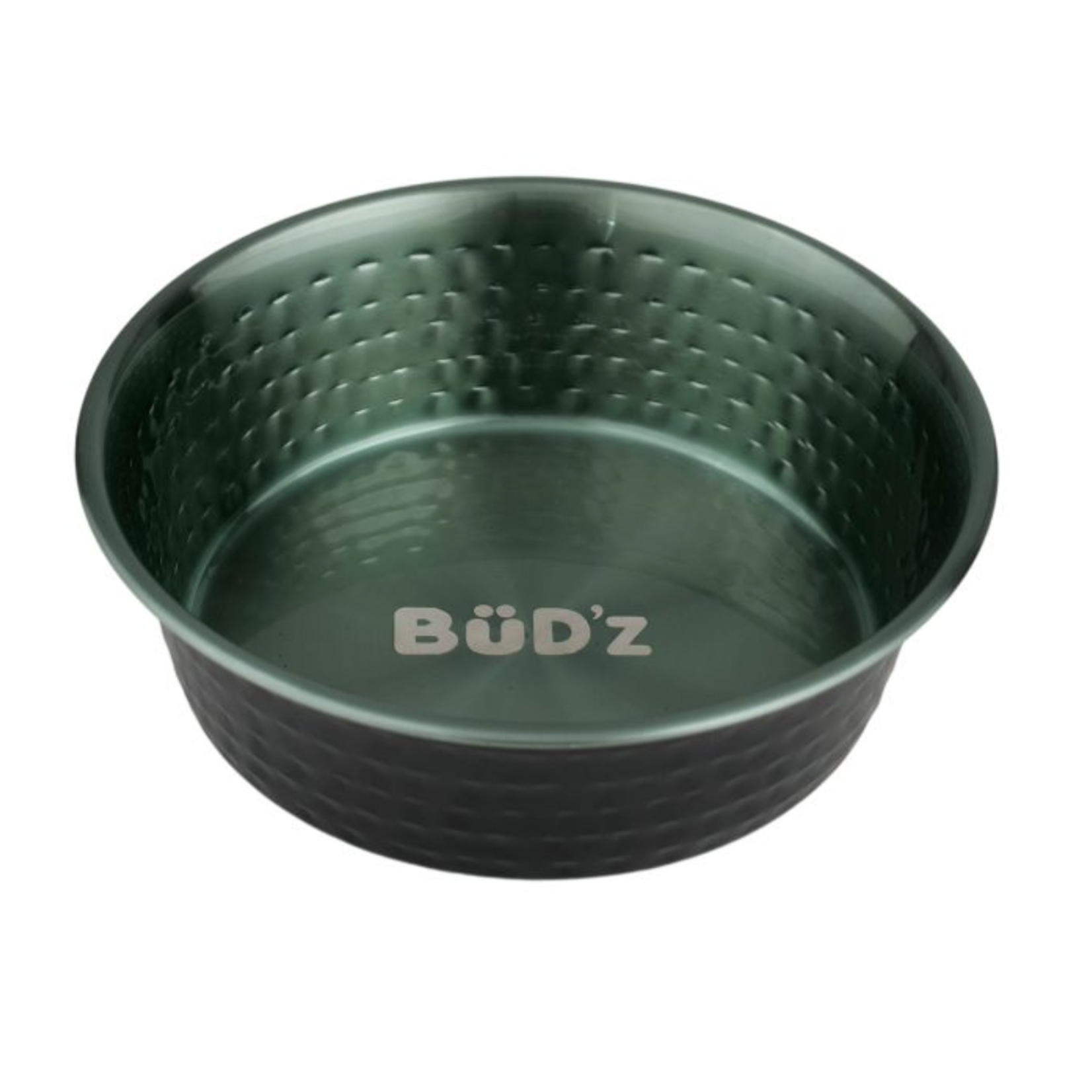 BUD-Z BUD'Z STAINLESS STEEL BOWL, HAMMERED INTERIOR - GREEN 480ml (16oz)