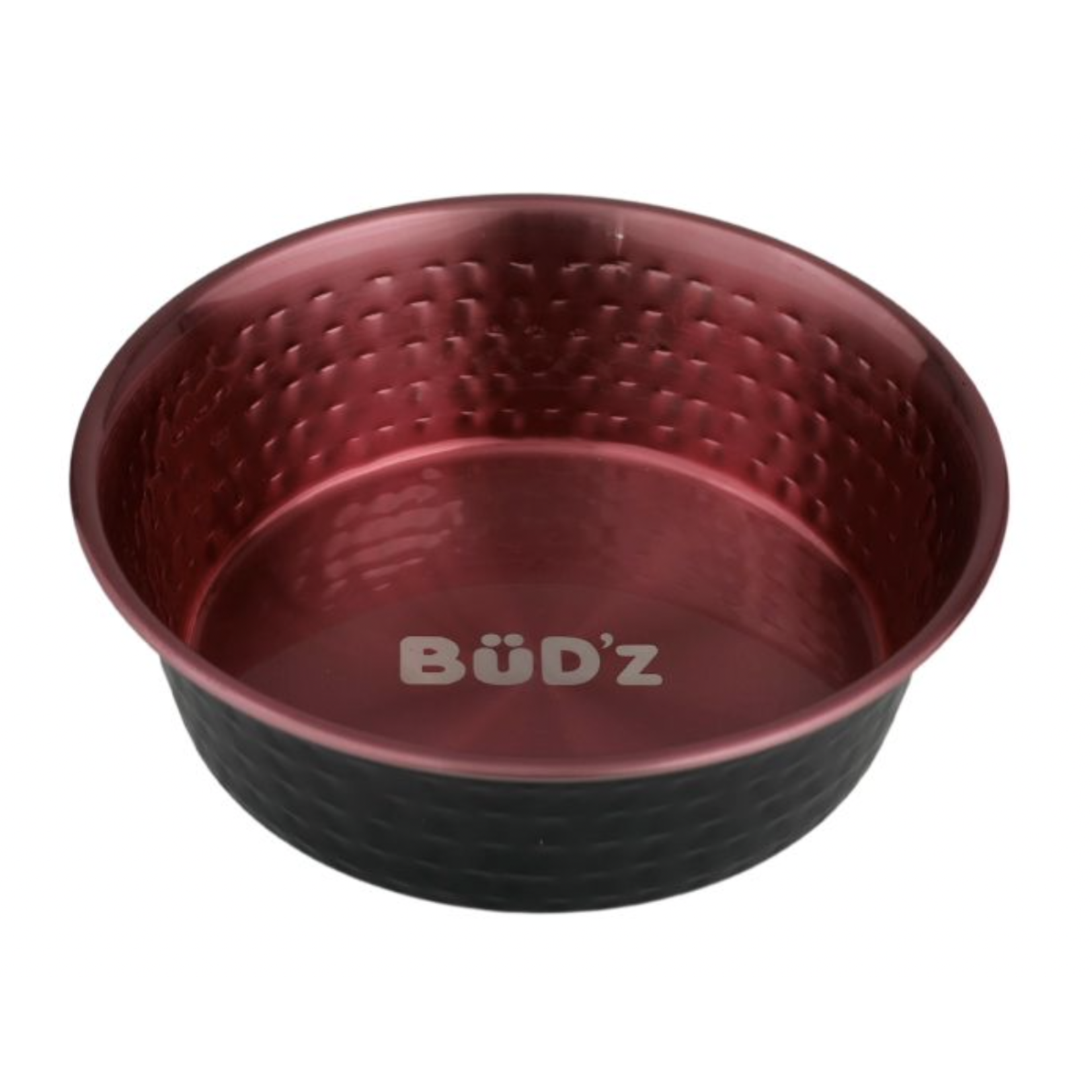 BUD-Z BUD'Z STAINLESS STEEL BOWL, HAMMERED INTERIOR - PINK 1900ml (64oz)