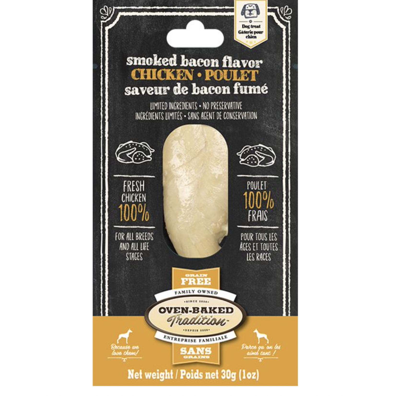 OVEN BAKED TRADITION (W) Oven-Baked Tradition Chicken And Smoke Bacon Flavour Fillet Dog - 30g