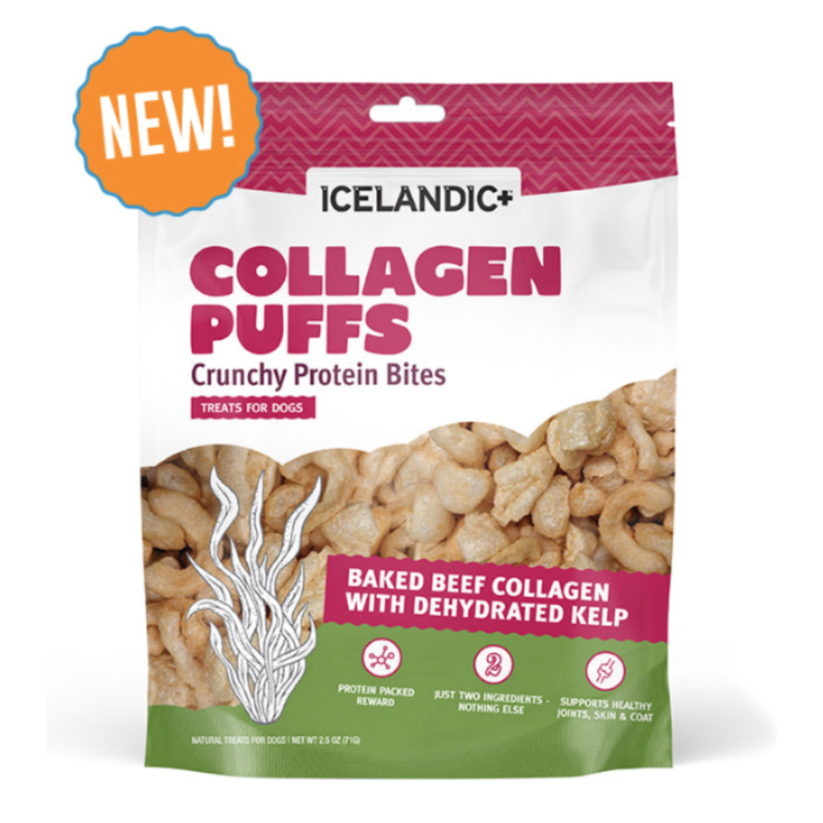 ICELANDIC + Icelandic+ Beef Collagen Puffs with Kelp Treats for Small Dogs - 1.3oz