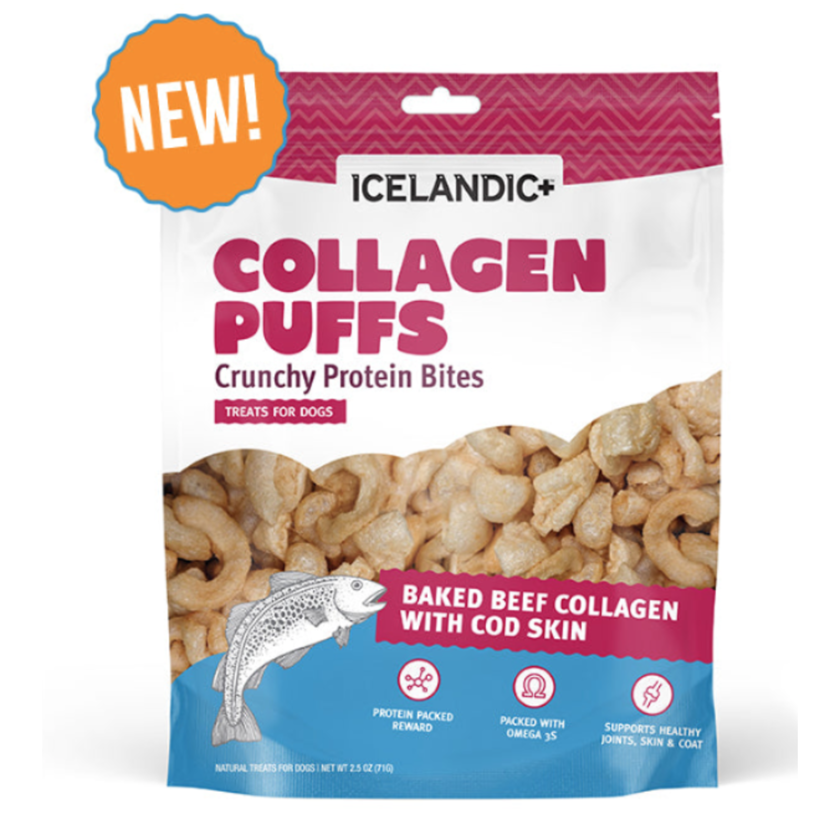 ICELANDIC + Beef Collagen Puffs with Cod Skin Treats for Dogs - 2.5oz