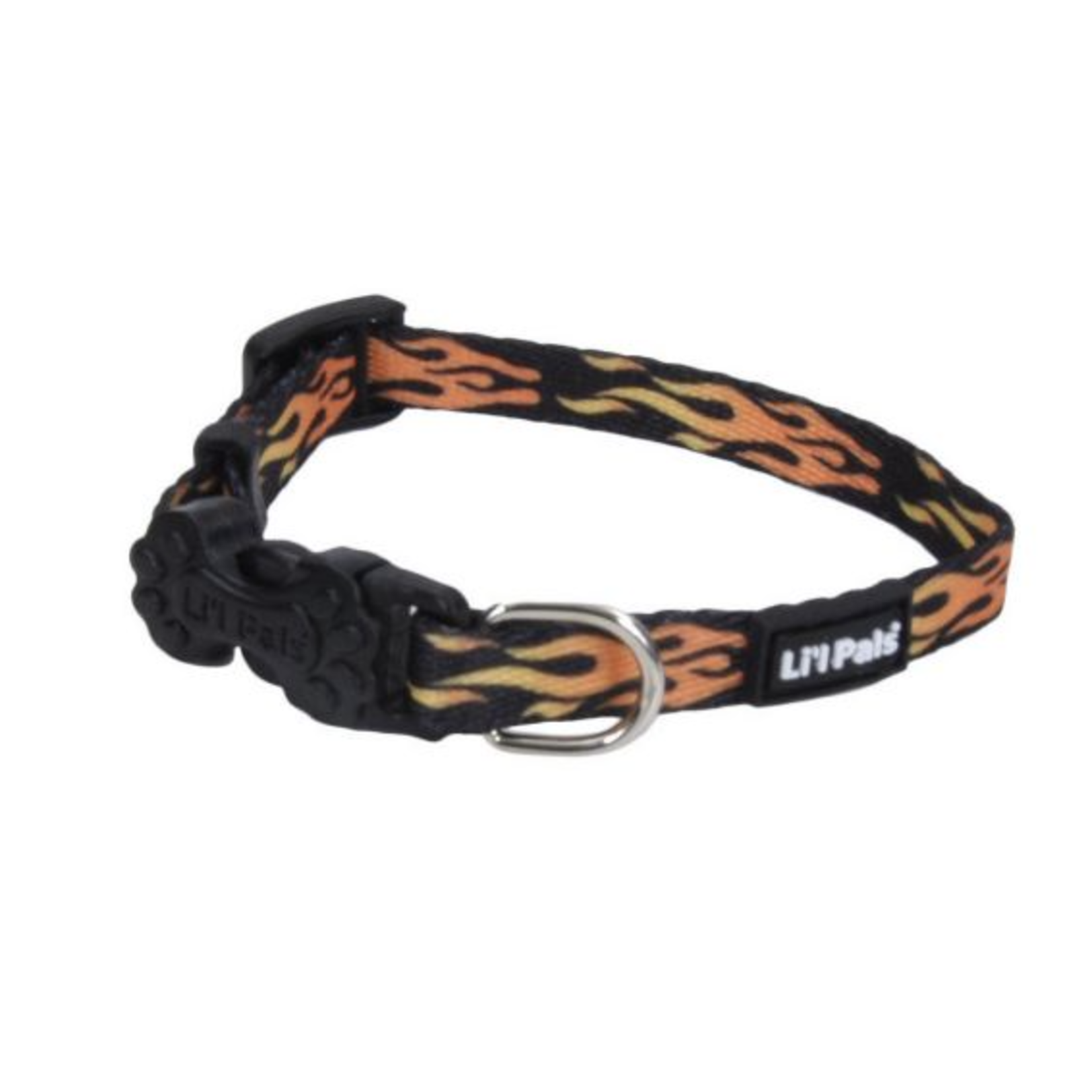 COASTAL Li'l Pals Adjustable Patterned Collar Flames Black Dog 1pc 5/16x6-8in