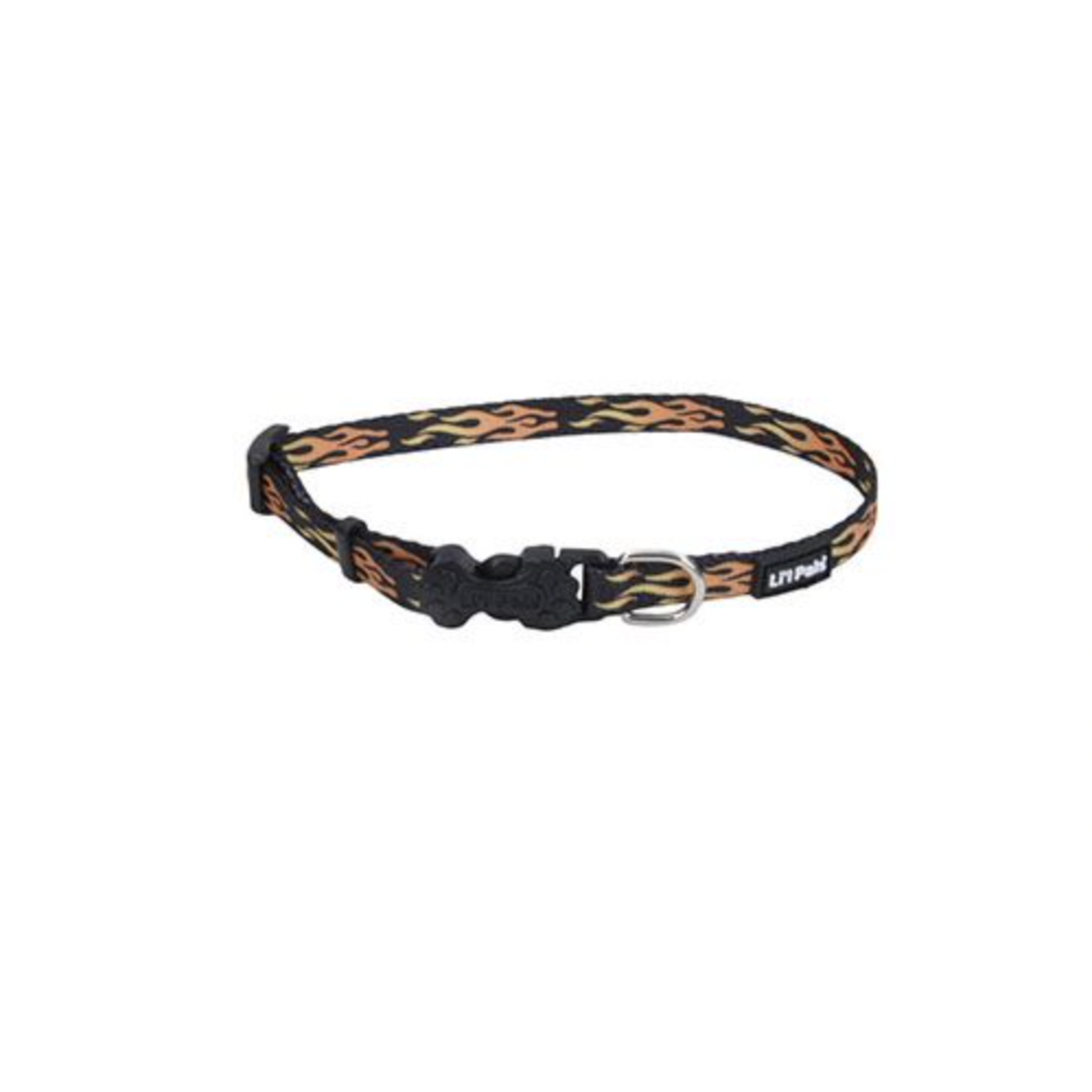 COASTAL Li'l Pals Adjustable Patterned Collar Flames Black Dog 1pc 5/16x8-12in