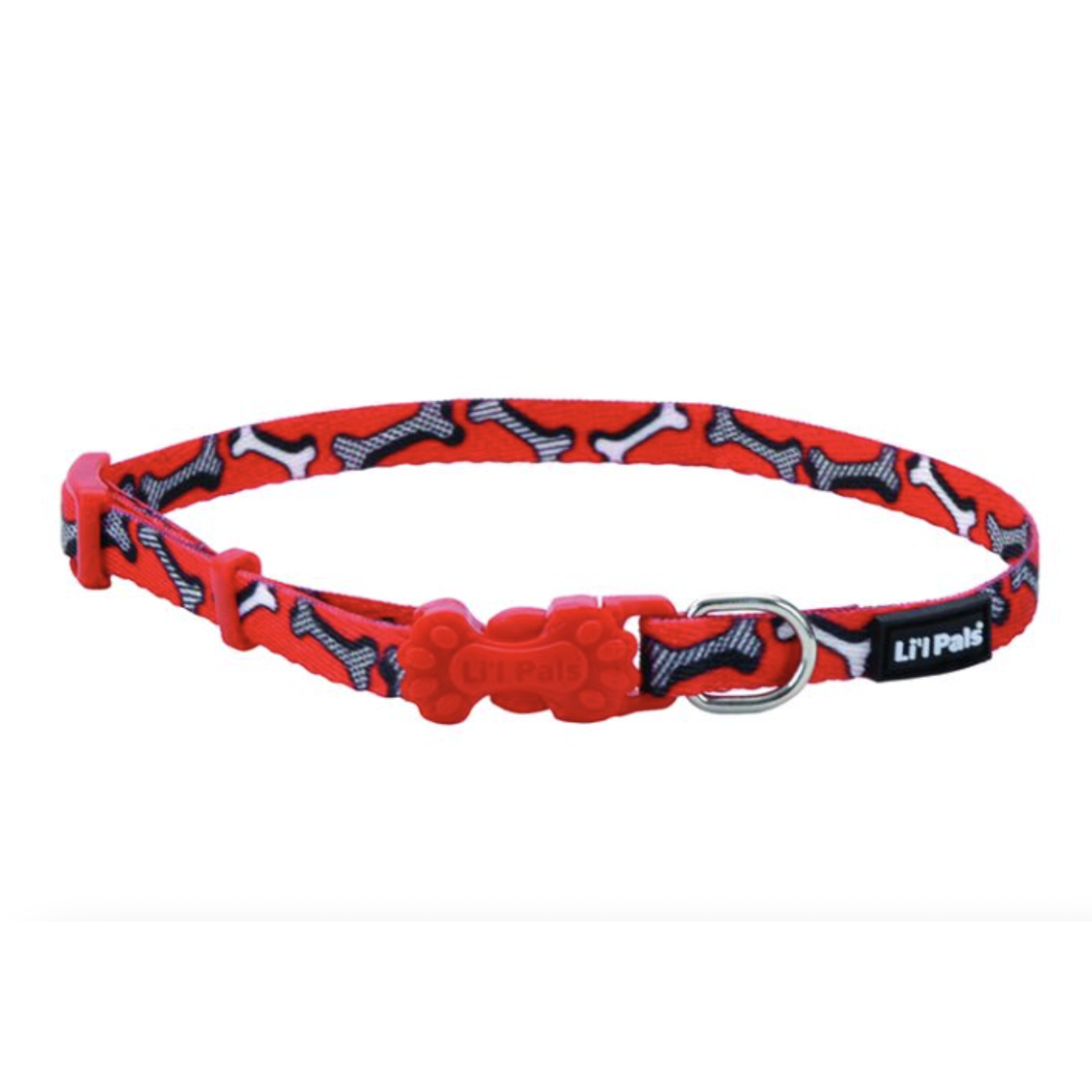 COASTAL Li'l Pals Adjustable Patterned Collar Red And White Bone Dog 1pc 5/16x8-12in