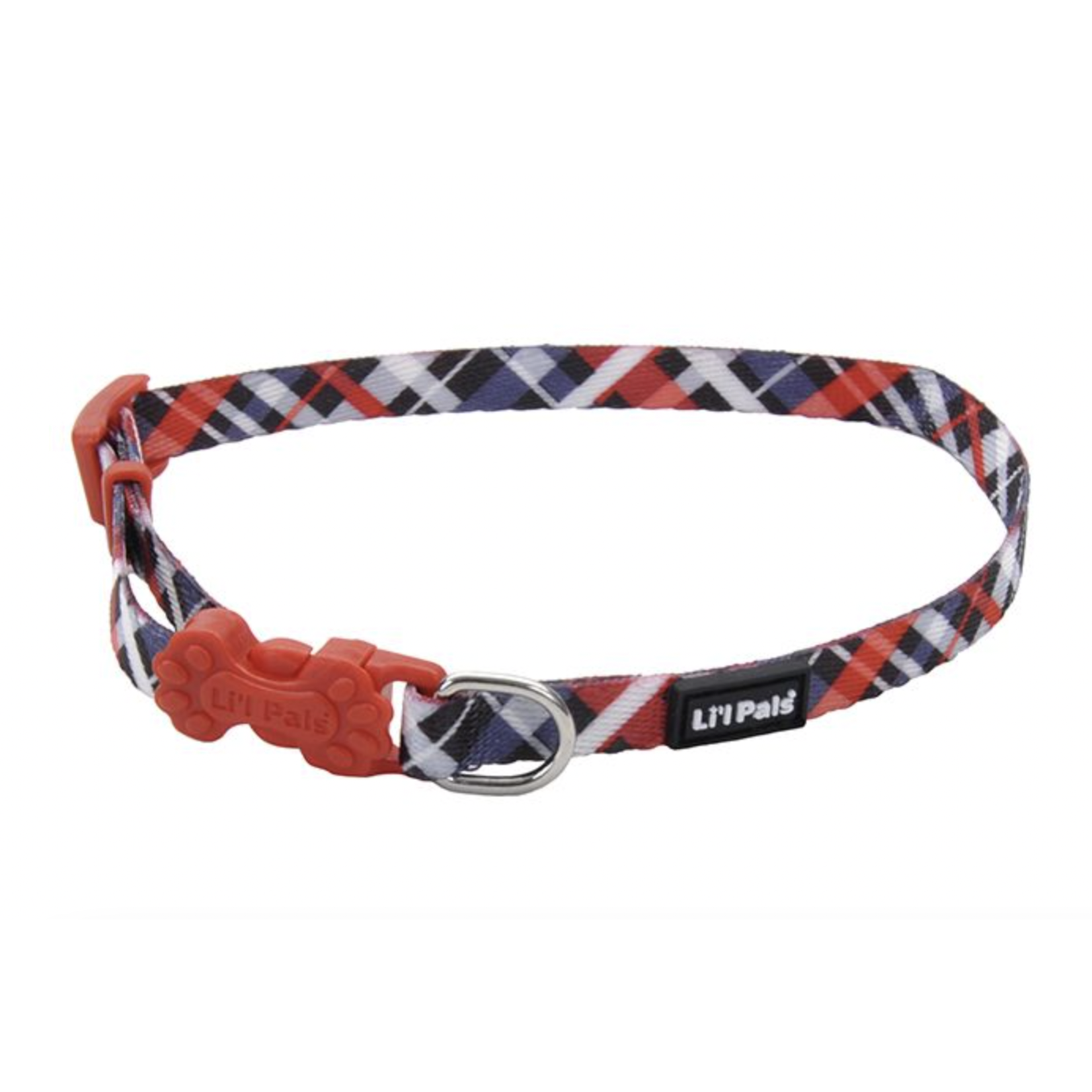 COASTAL Li'l Pals Adjustable Patterned Collar Red Plaid Dog 1pc 5/16x8-12in