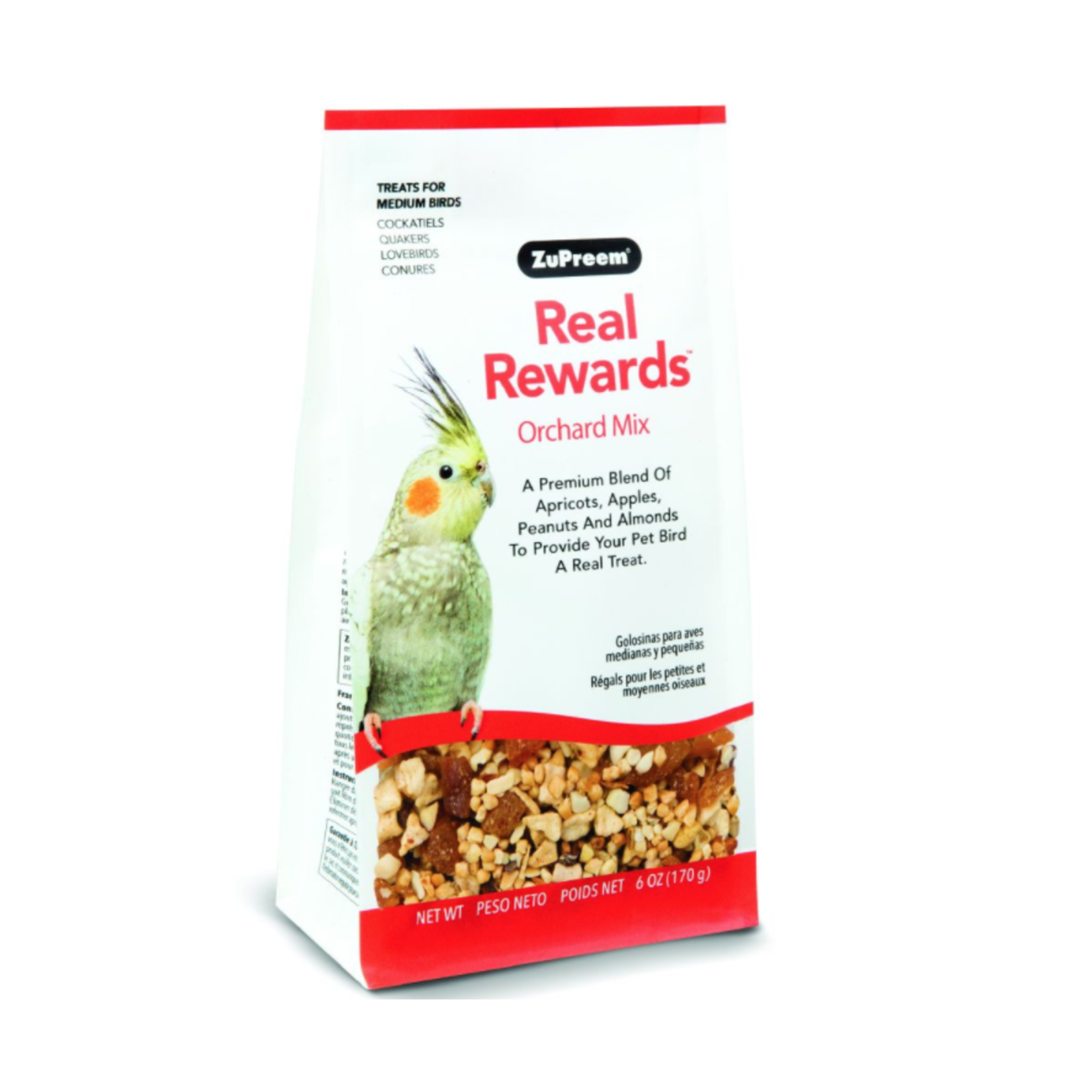 ZUPREEM ZuPreem "Real Rewards - Orchard Mix" Fruit & Nut Treats For Medium Birds 6oz