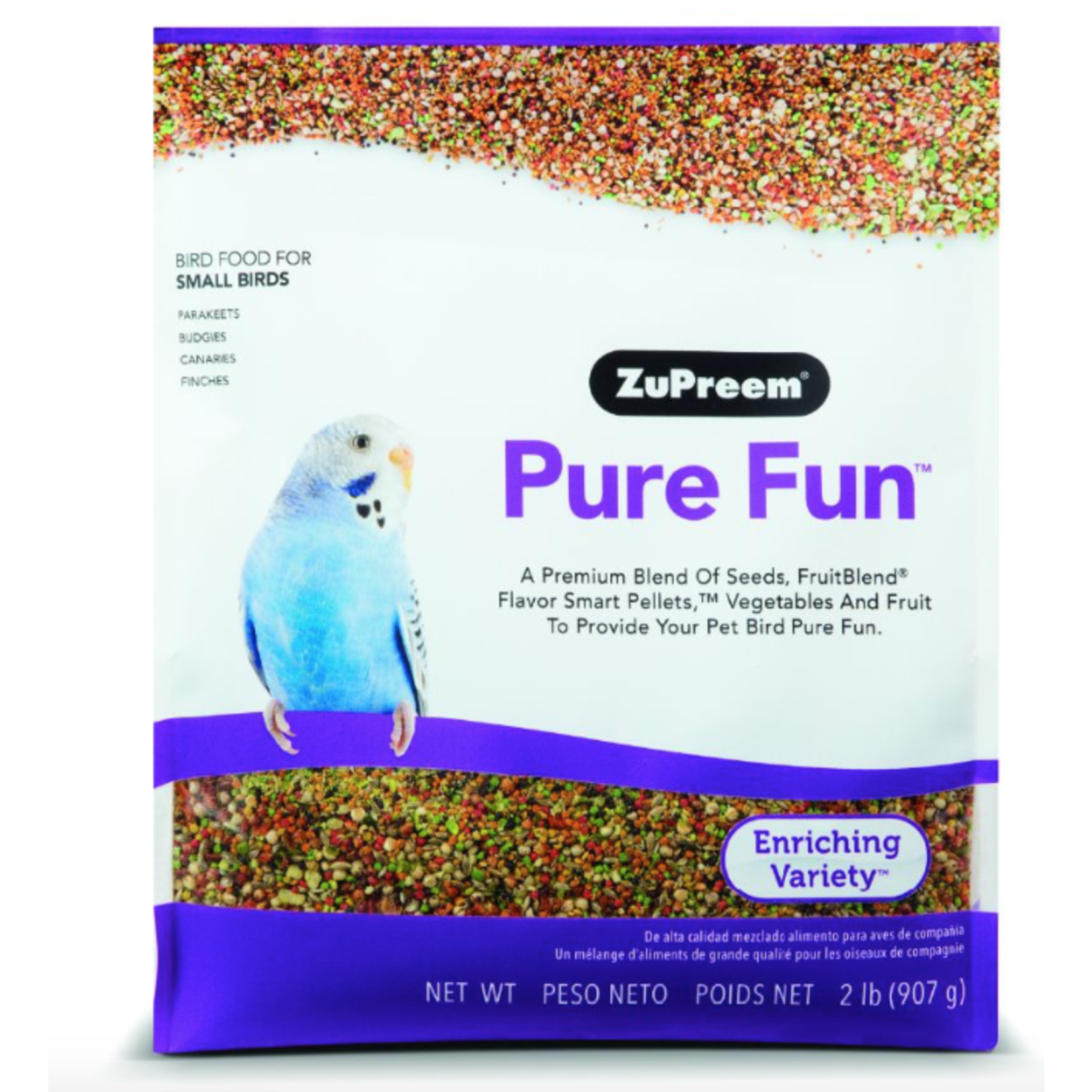 ZUPREEM ZuPreem "Pure Fun" Food For Parakeet, Budgies, Parrotlet & Small Birds 2lbs