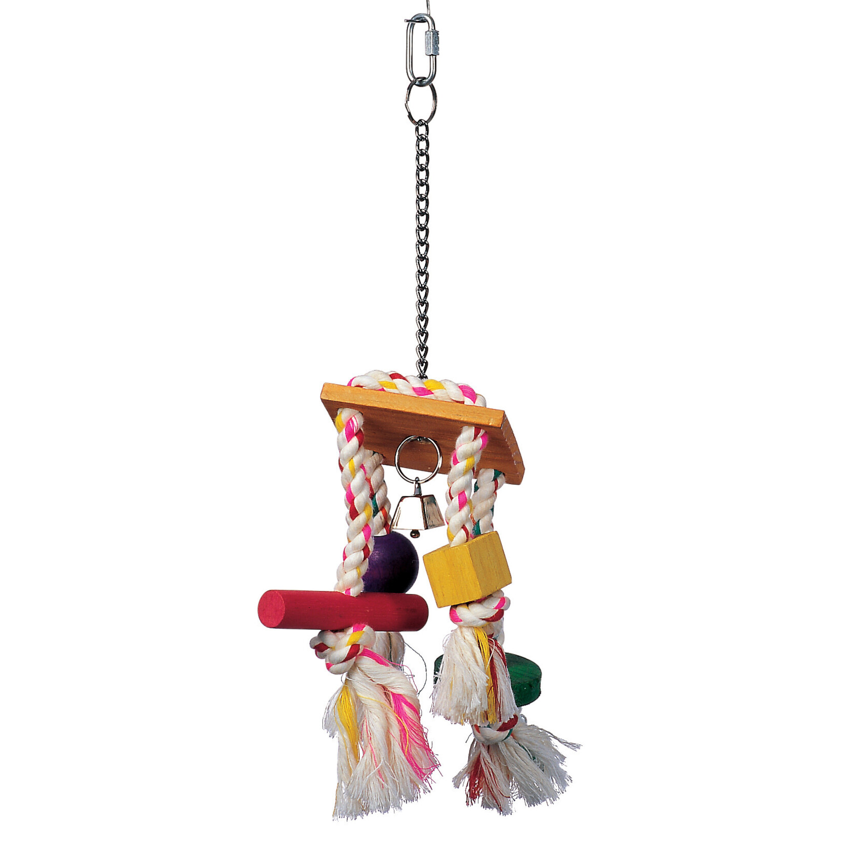 LIVING WORLD Living World Junglewood Bird Toy - Rope Chime with Bell - Cylinder - Block and Bead