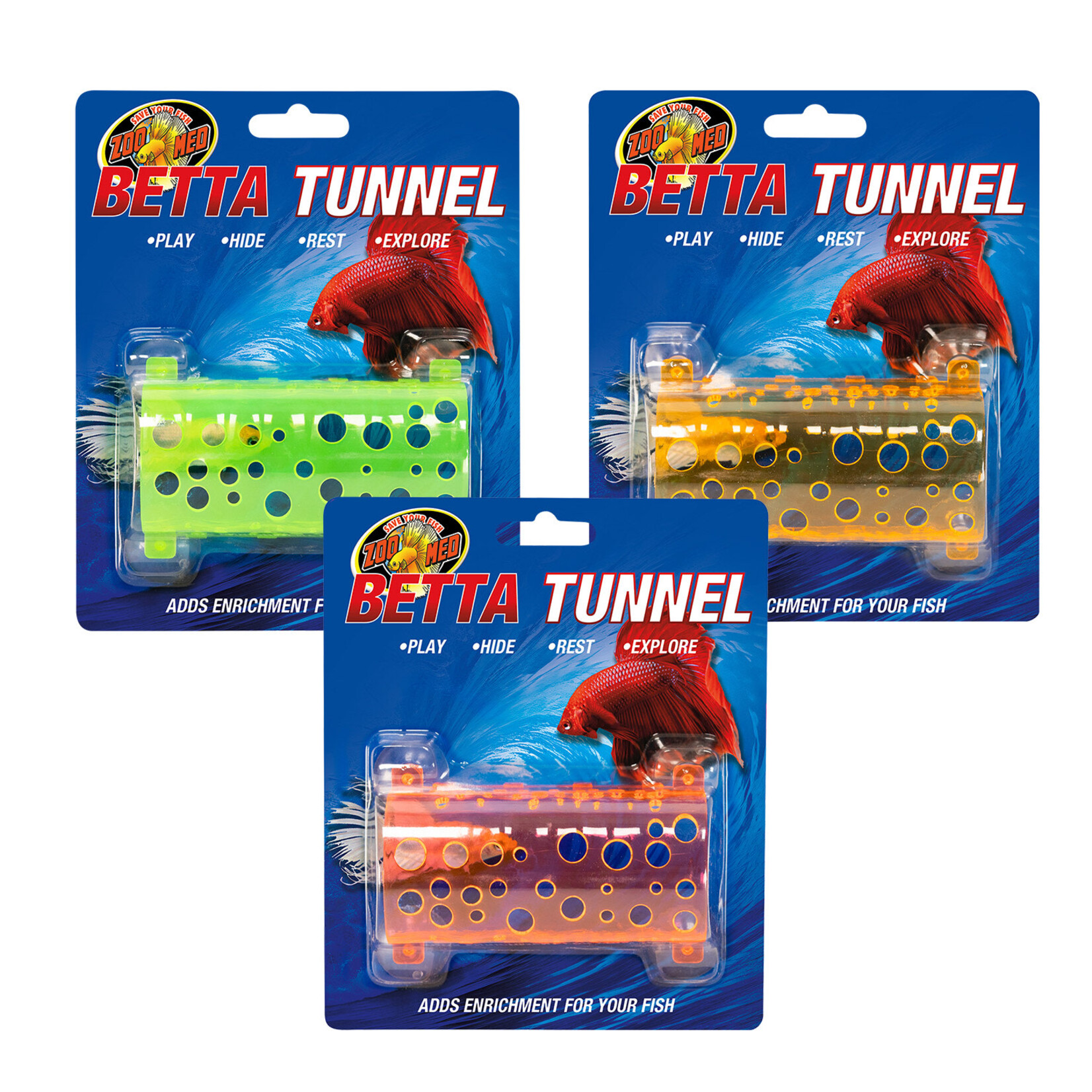 Zoo Med Betta Play Tunnel assort. colours 1pc