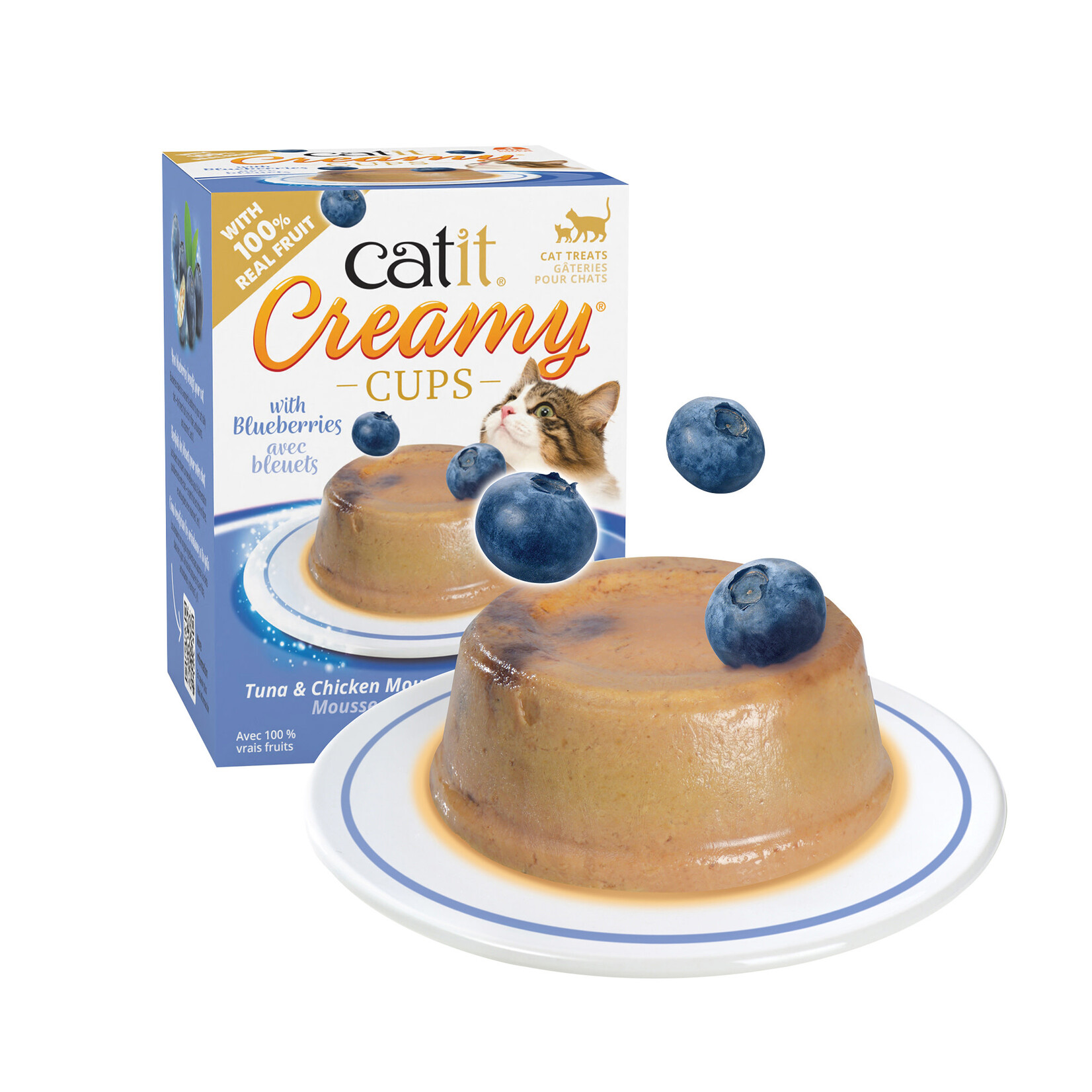 CAT IT Catit Creamy Cups - Tuna & Chicken Mousse with Blueberry - 4 x 25g