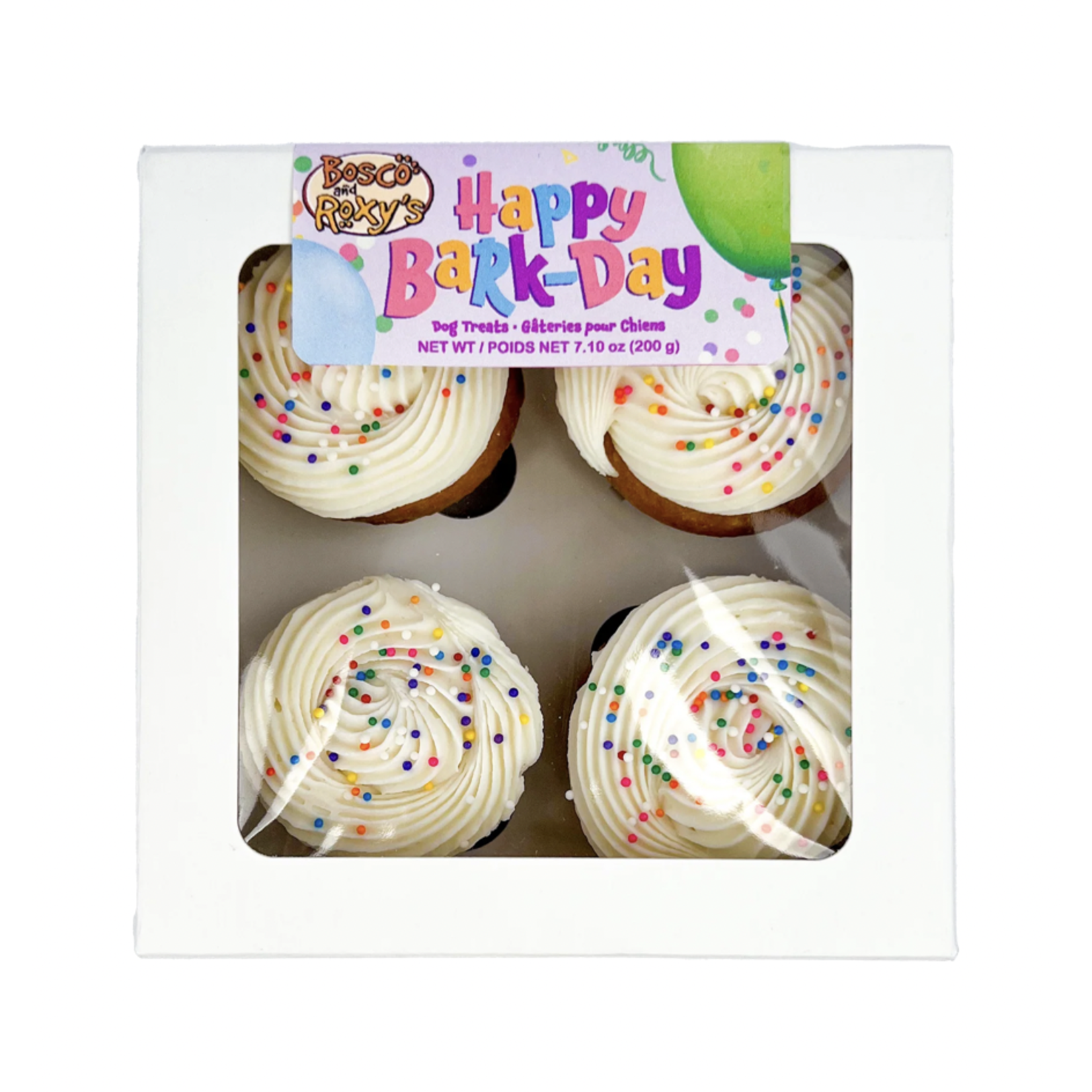 BOSCO & ROXY'S Bosco & Roxy's Prepackaged Sprinkled 3D Vanilla Medium Cupcake 4pk