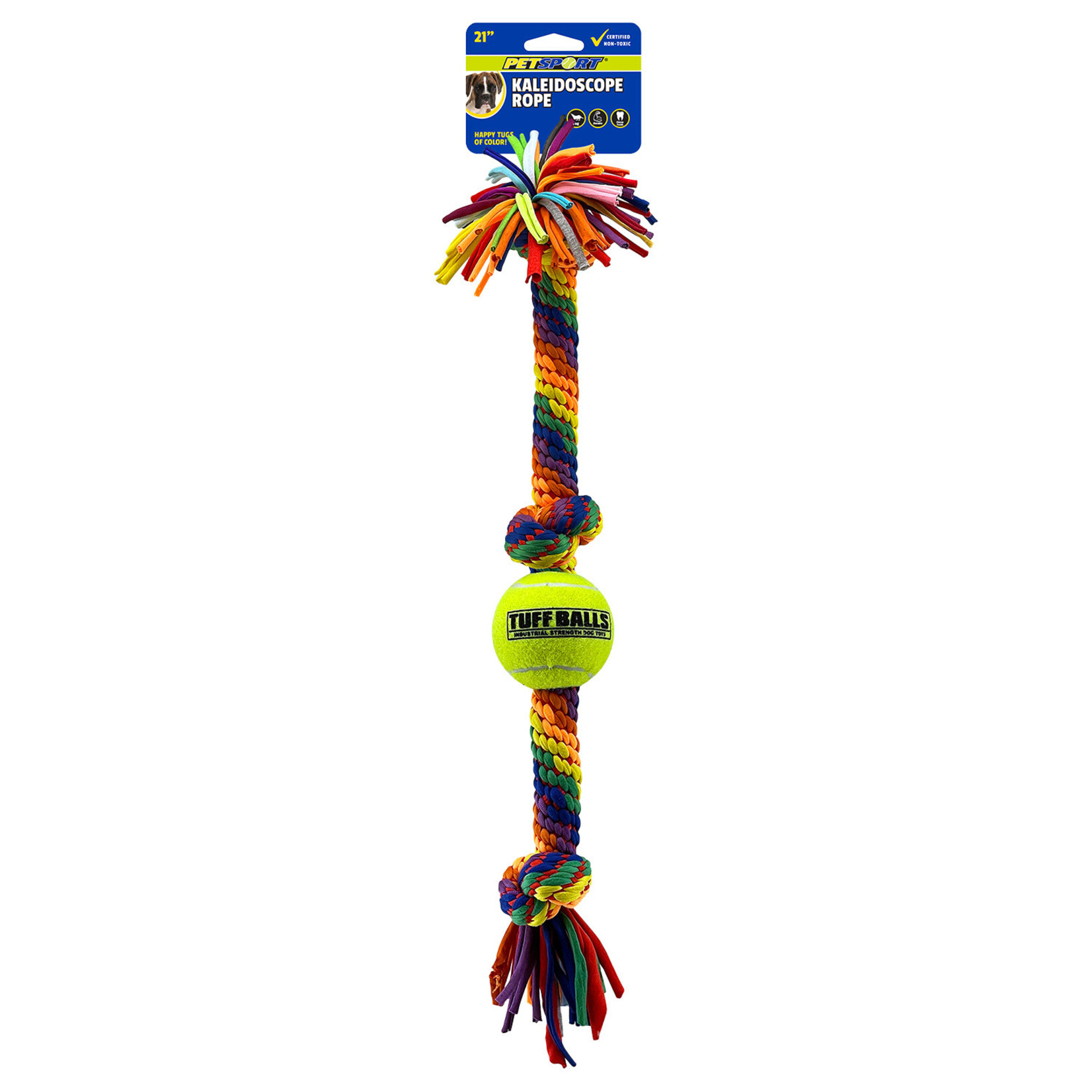 PET SPORT PetSport Kaleidoscope 3 Knot Rope with Ball - 21"