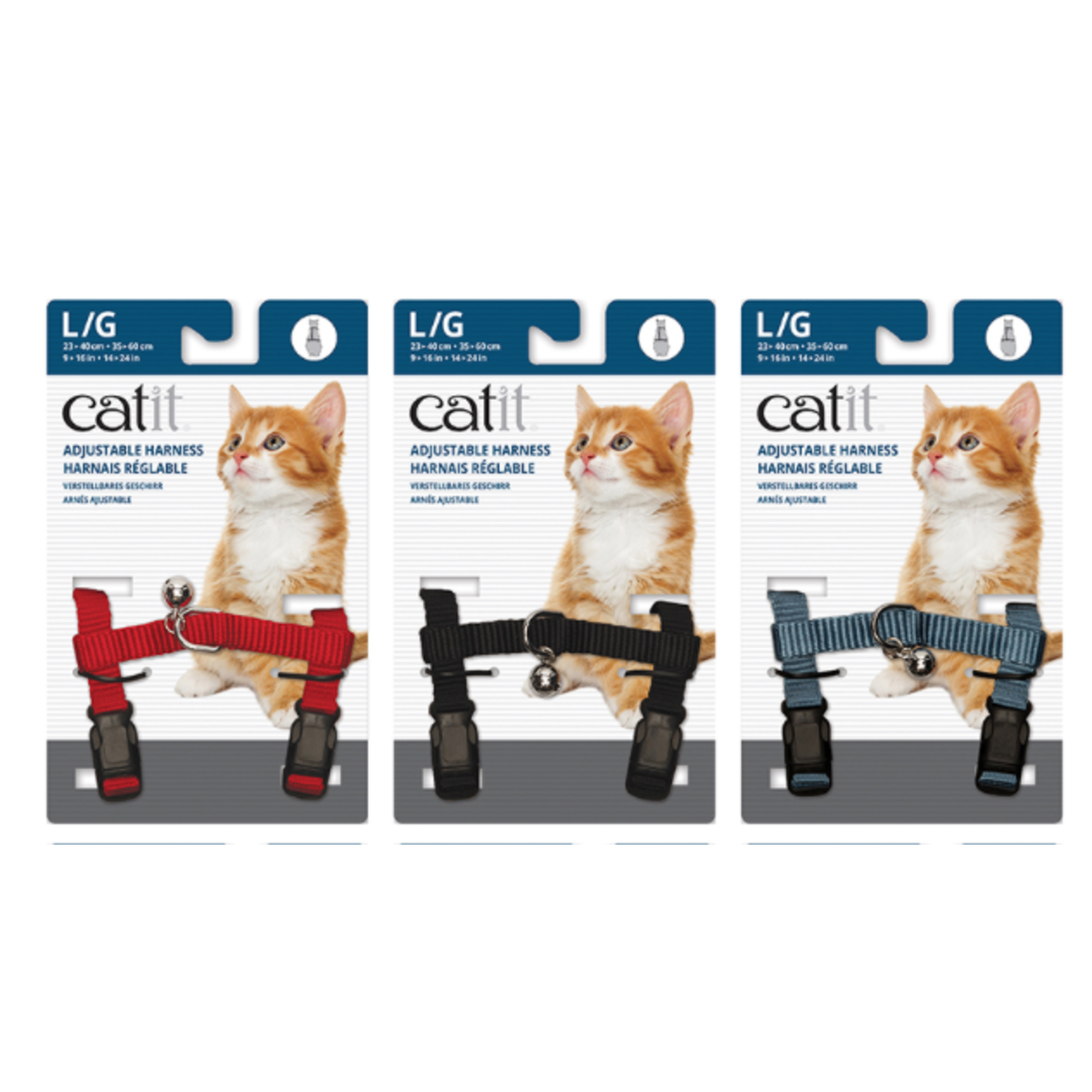 CAT IT (D) Catit Nylon Harness Assortment - Large - (Red/Black/Light Blue) 1pc
