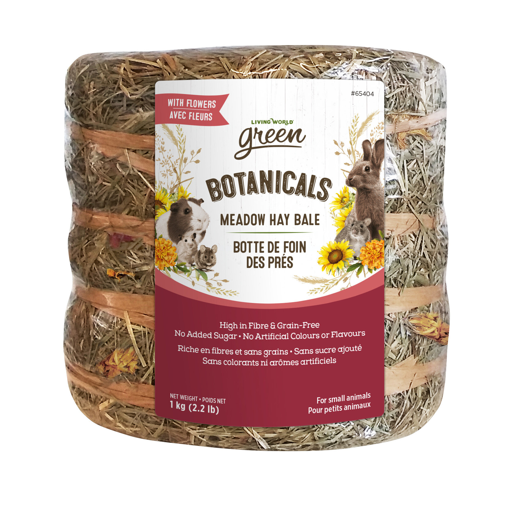 LIVING WORLD Living World Green Botanicals Hay Bale - with Flowers - 1 kg (2.2 lbs)