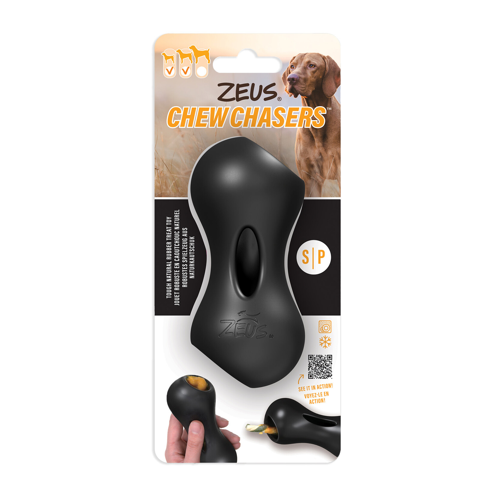 ZEUS Zeus Chewchasers Rubber Treat Peanut - Black - Small - 11 cm (4.3 in)