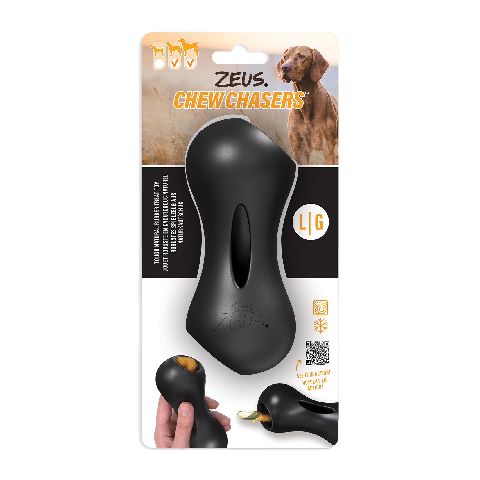 ZEUS Zeus Chewchasers Rubber Treat Peanut - Black - Large - 14 cm (5.5 in)