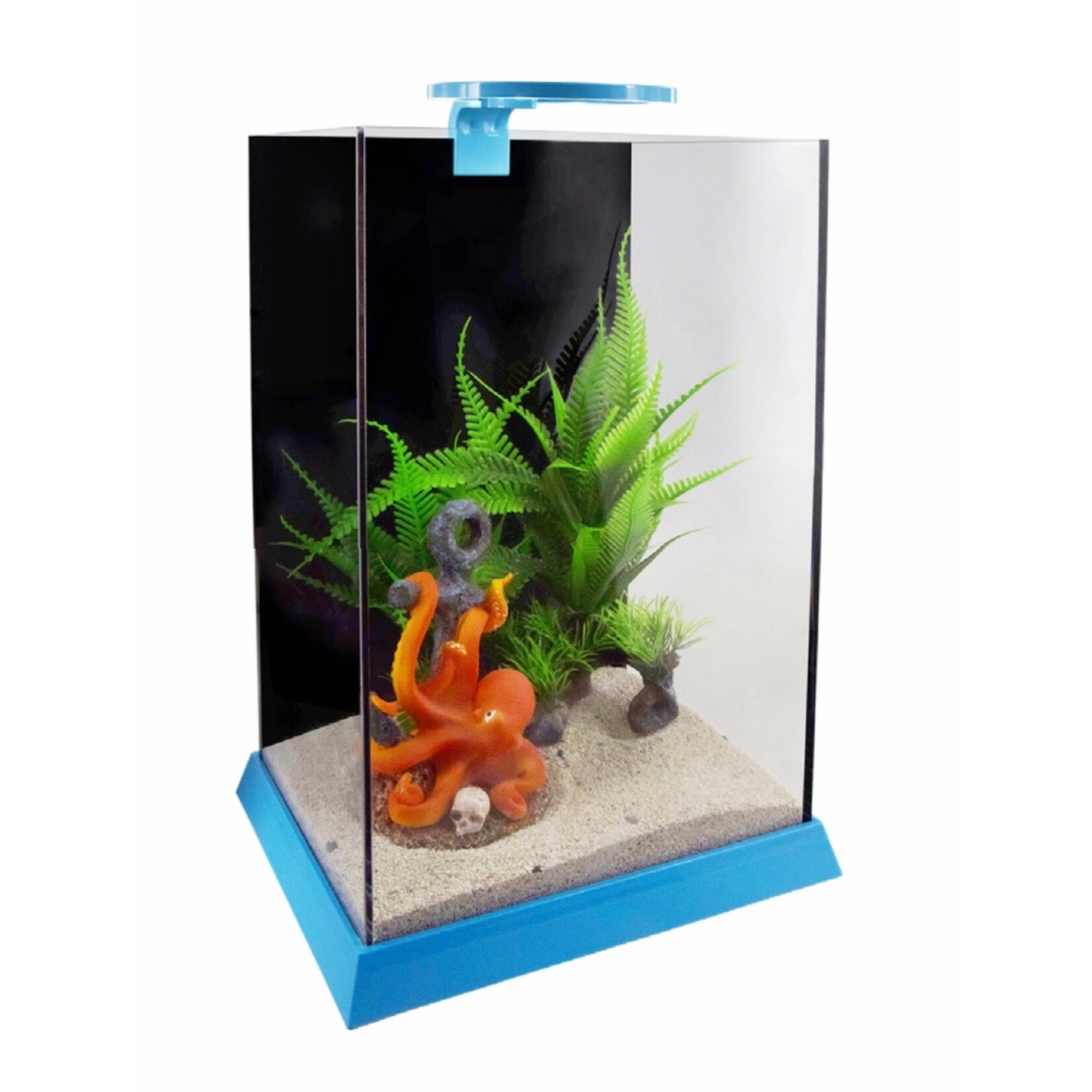 UNDERWATER TREASURES Underwater Treasures Square Acrylic Fish Tank - Blue