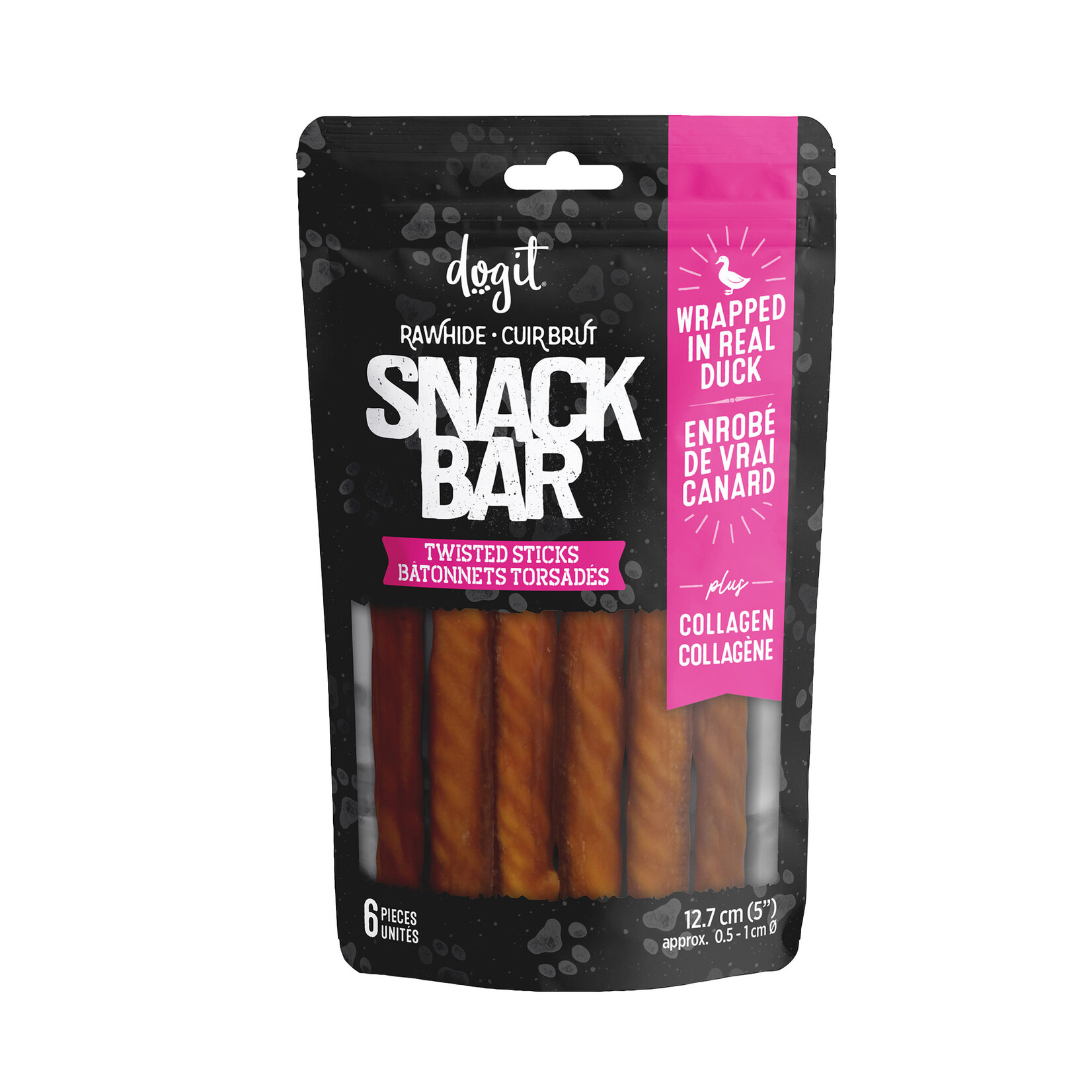 DOG IT Dogit SnackBar Duck-Wrapped Beefhide & Collagen Twisted Sticks - 6 pieces - 5 in (12.7 cm)