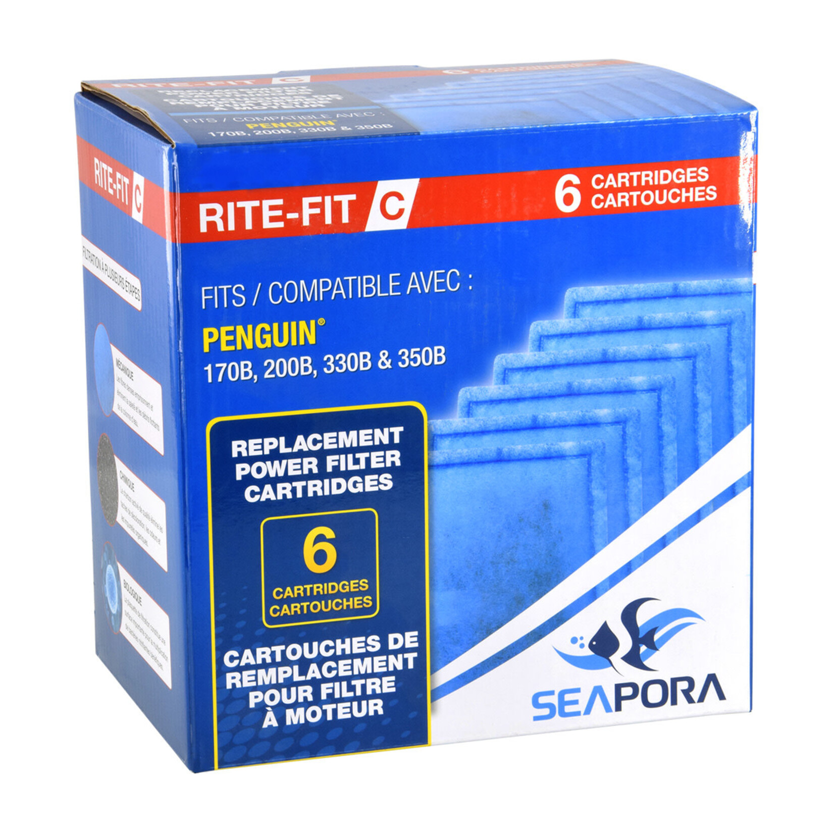SEAPORA Rite-Fit C Cartridges for Penguin® Power Filters - 170B/200B/330B/350B - 6 pk