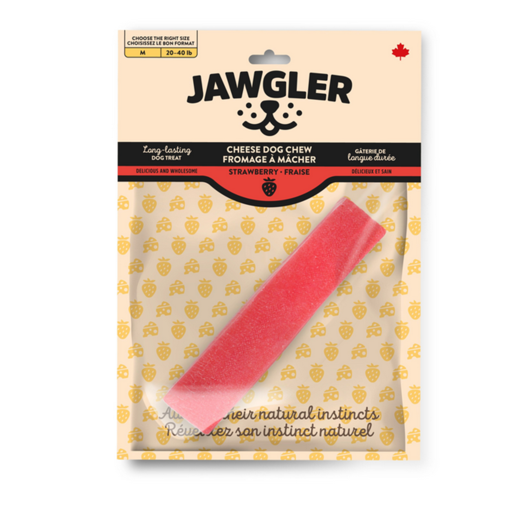 JAWGLER Jawgler Cheese Dog Chew Strawberry, Medium 85g 1pc
