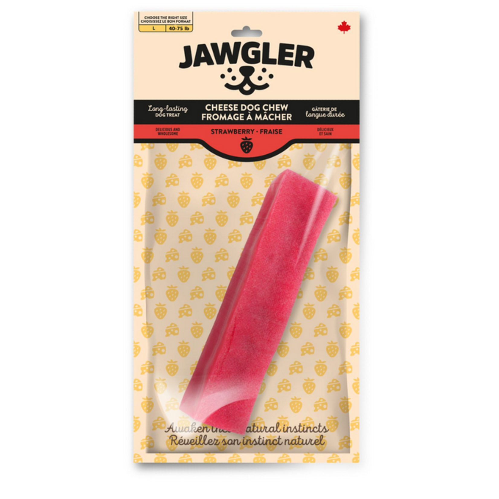 JAWGLER Jawgler Cheese Dog Chew Strawberry, Large 130g 1pc