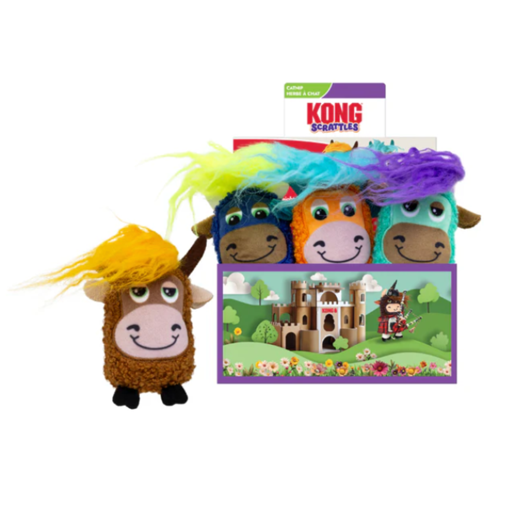 KONG KONG Scrattles Highland Cow Catnip Crinkle/Rattle Toy, Assorted 1pc