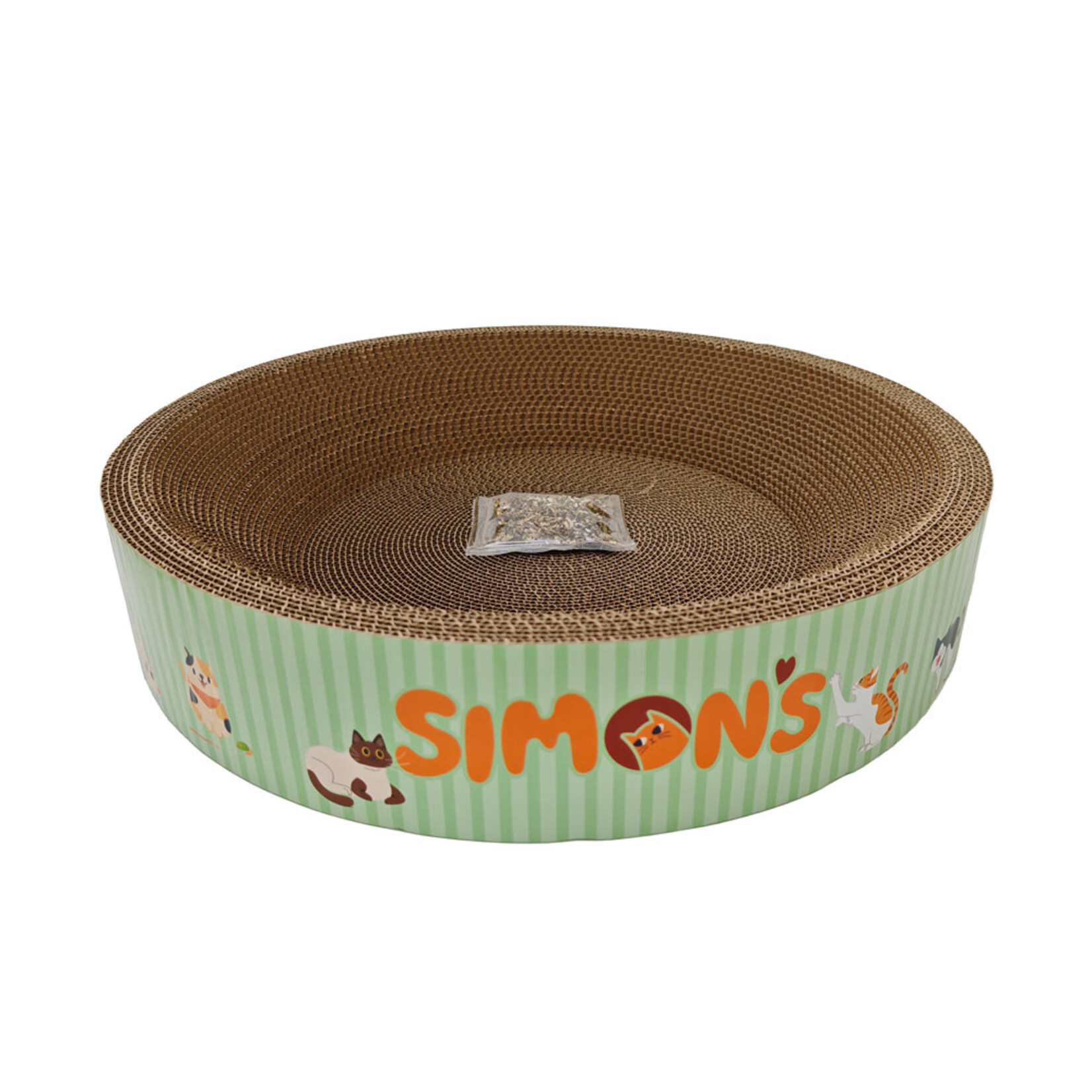 SIMON'S SIMONS Corrugated Cat Bed w/Catnip – Round 18 X 18 X 3.5 in