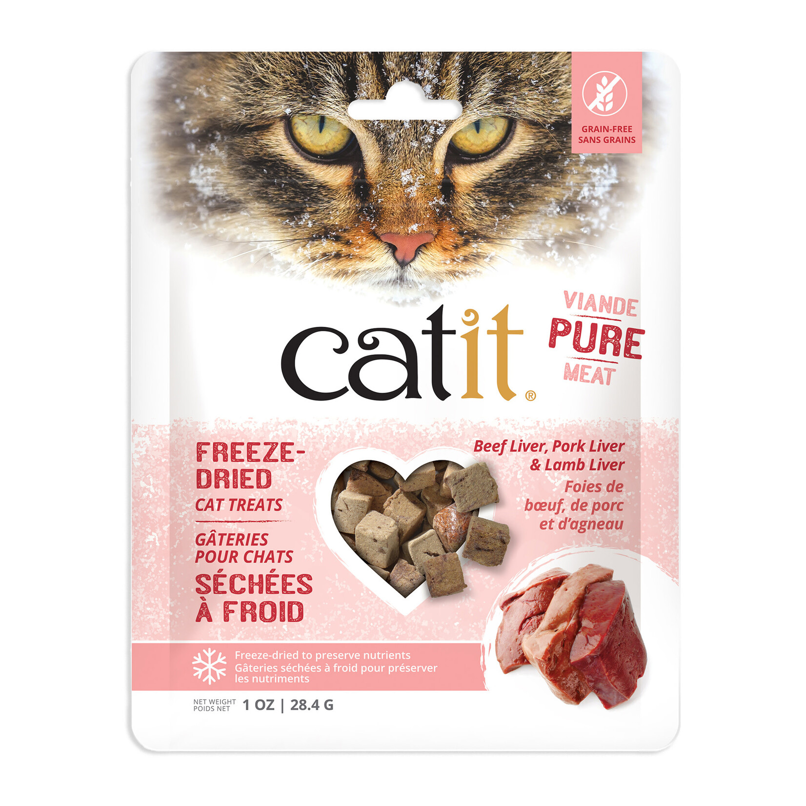 CAT IT (D) Catit Freeze-Dried Raw Treat, Beef, Pork & Lamb Liver, 28.4 g