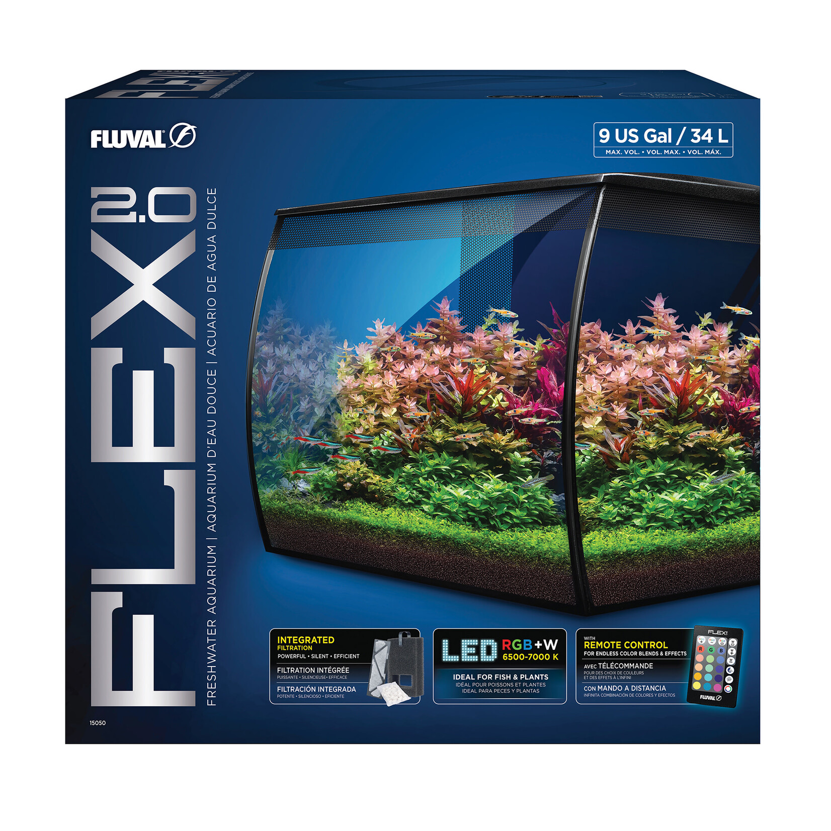 FLUVAL Fluval Flex 2.0 Aquarium Kit, 34 L (9 US gal)