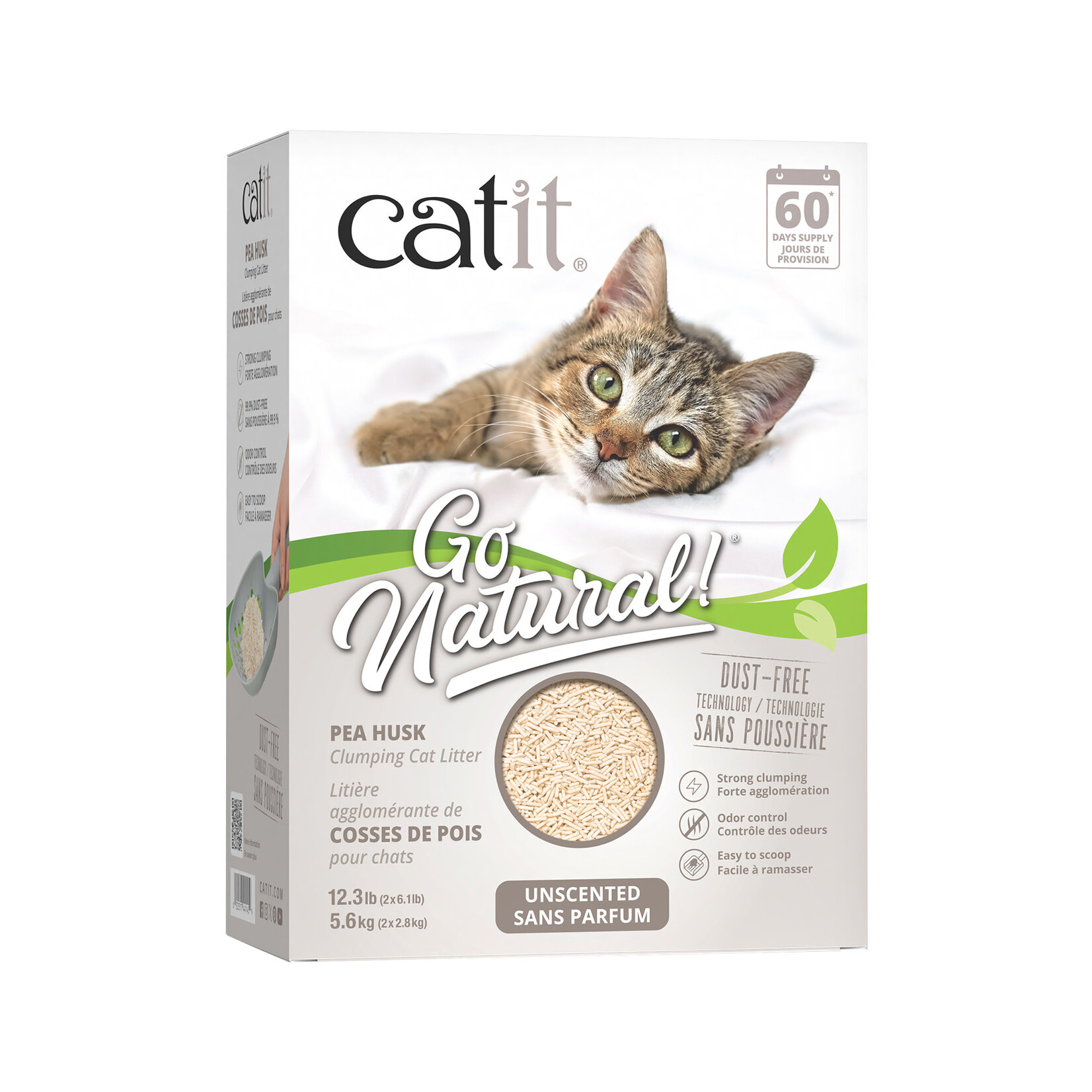 CAT IT Catit Go Natural Pea Husk Litter - Unscented - 5.6 kg (12.3 lb)