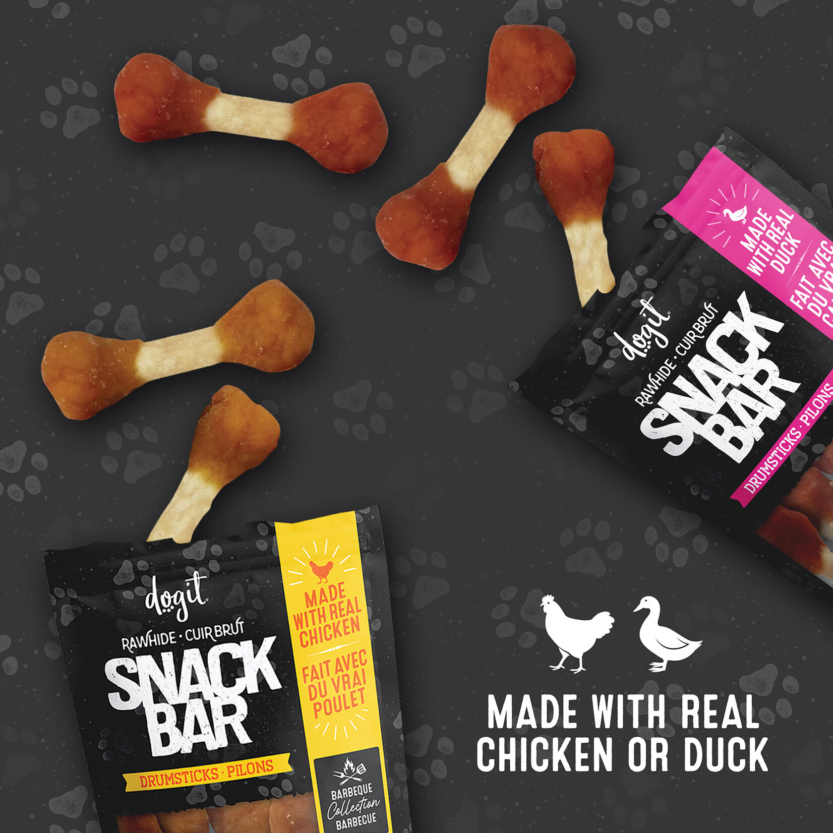 DOG IT Dogit SnackBar Chicken & Beefhide Drumsticks 3 in (7.5 cm) - approx 100 g (3.5 oz)