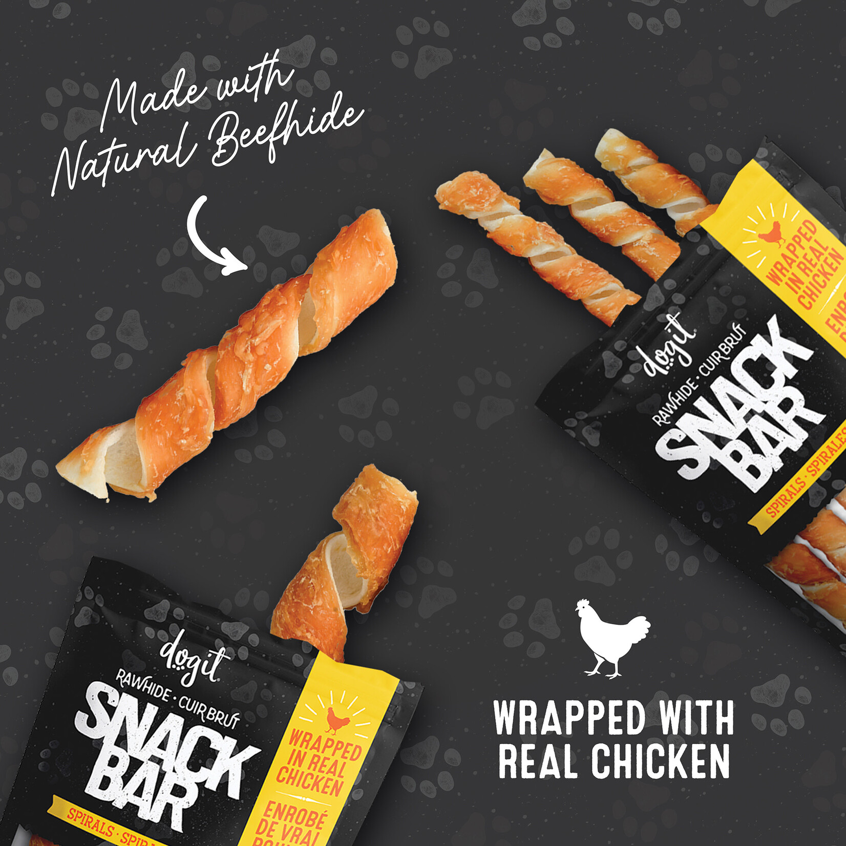 DOG IT Dogit SnackBar Chicken-Wrapped Beefhide Spirals - 3 pieces - 5 in (12.7 cm) - 3 cm diameter - approx 110 g (3.88 oz)