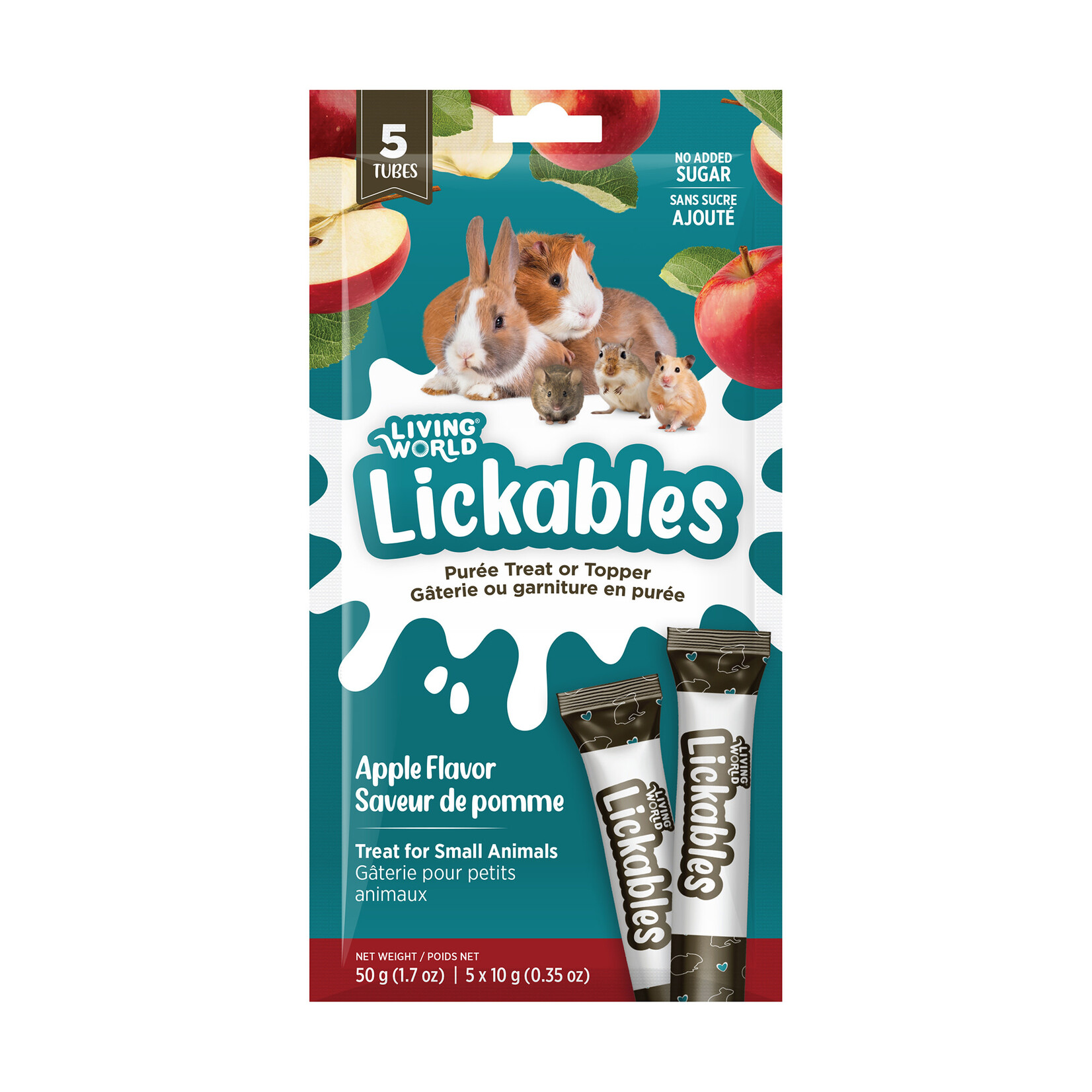 LIVING WORLD Living World Lickables Small Animal Treat - Apple Flavour - 5 Tubes (10 g)
