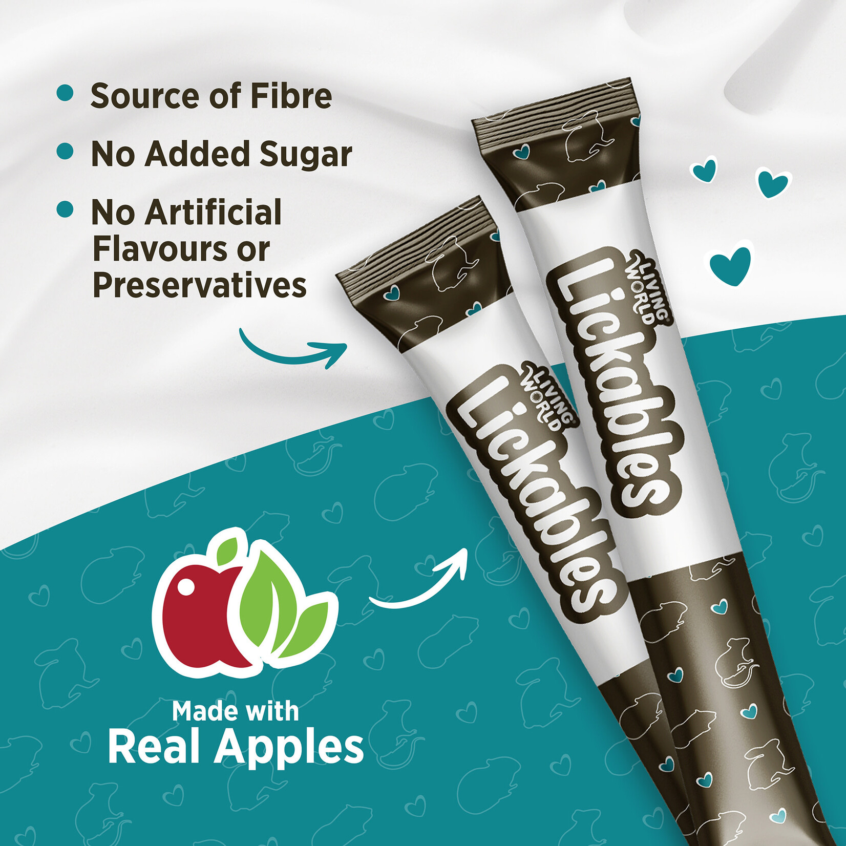 LIVING WORLD Living World Lickables Small Animal Treat - Apple Flavour - 5 Tubes (10 g)