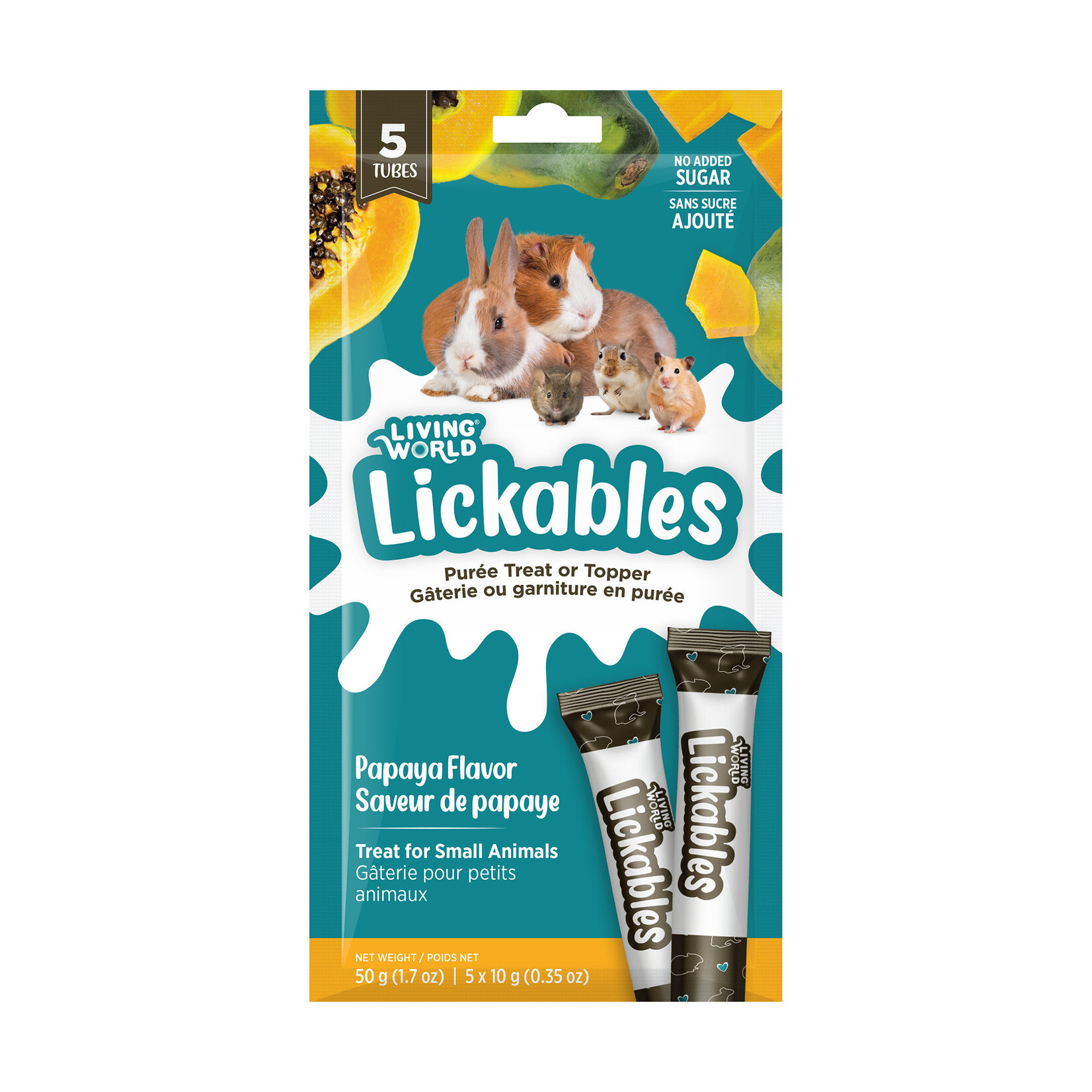 LIVING WORLD Living World Lickables Small Animal Treat - Papaya Flavour - 5 Tubes (10 g)