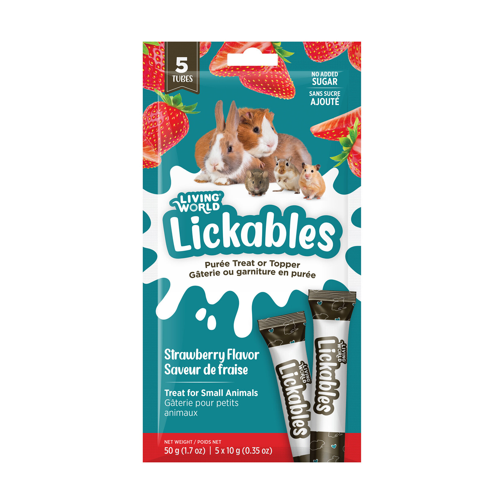 LIVING WORLD Living World Lickables Small Animal Treat - Strawberry Flavour - 5 Tubes (10 g)