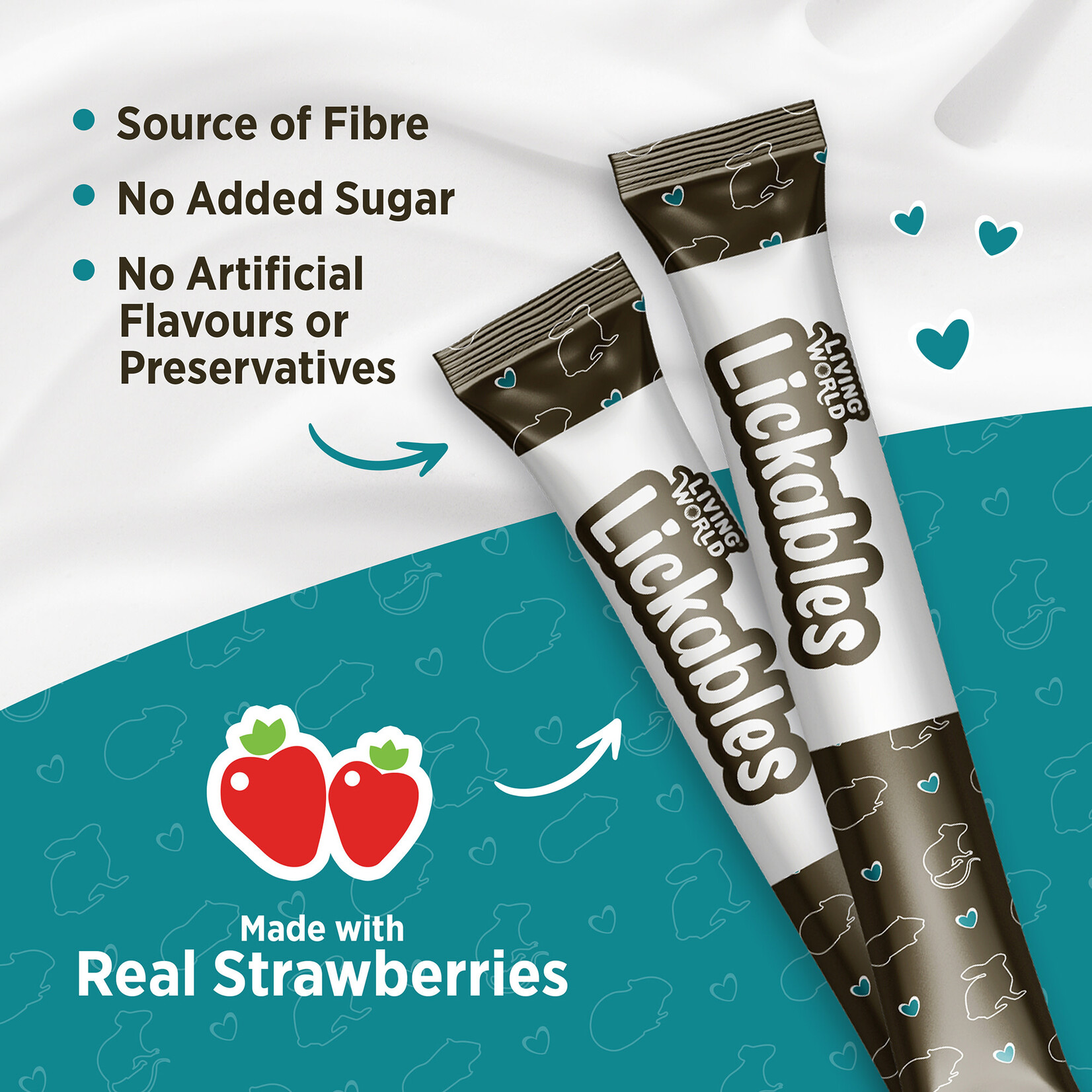 LIVING WORLD Living World Lickables Small Animal Treat - Strawberry Flavour - 5 Tubes (10 g)
