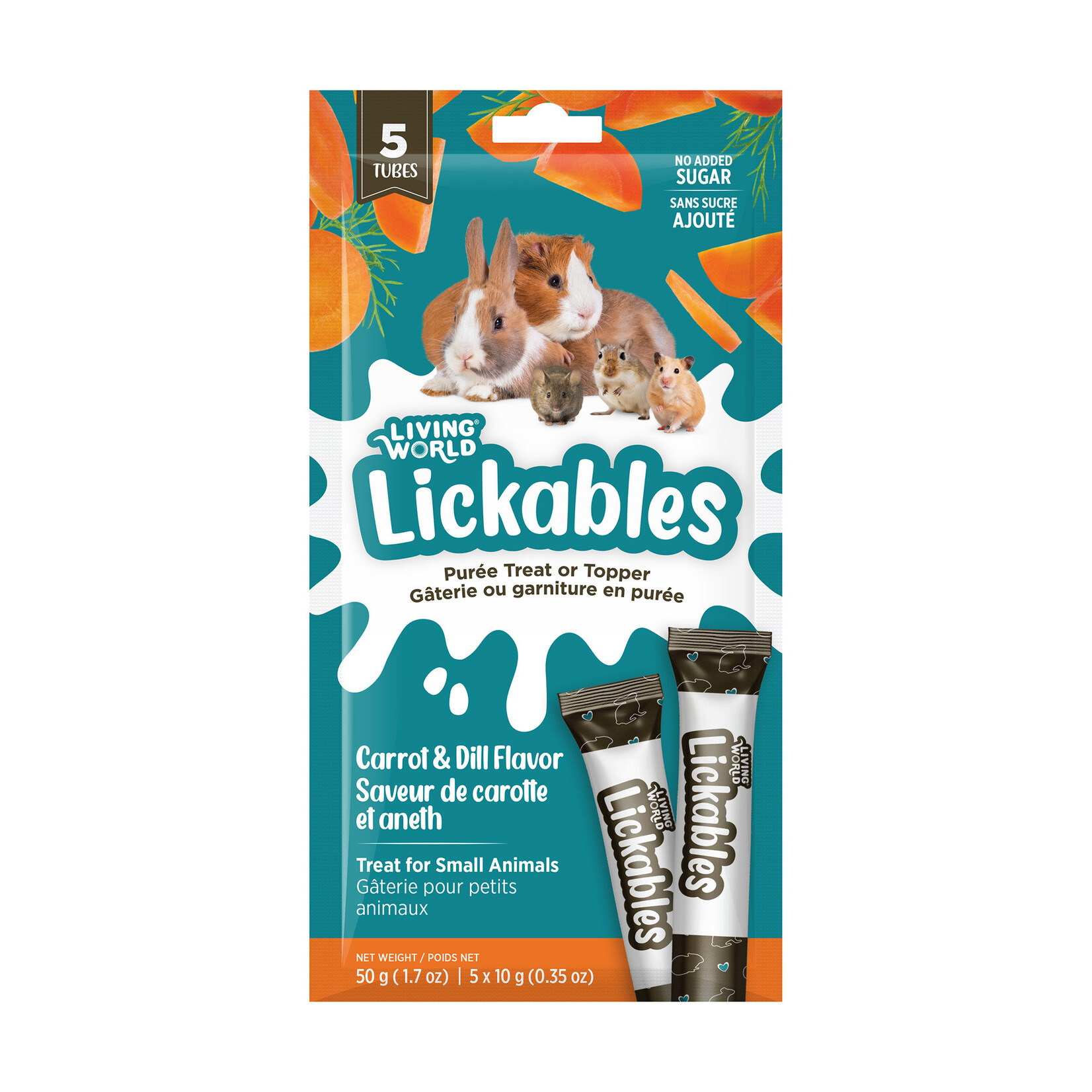 LIVING WORLD Living World Lickables Small Animal Treat - Carrot & Dill Flavour - 5 Tubes (10 g)