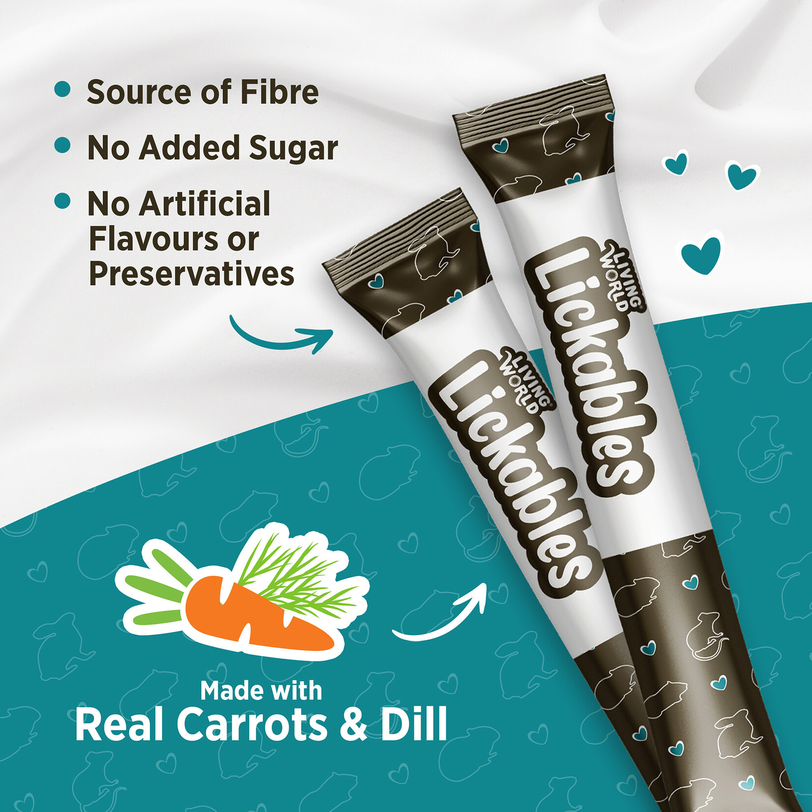 LIVING WORLD Living World Lickables Small Animal Treat - Carrot & Dill Flavour - 5 Tubes (10 g)