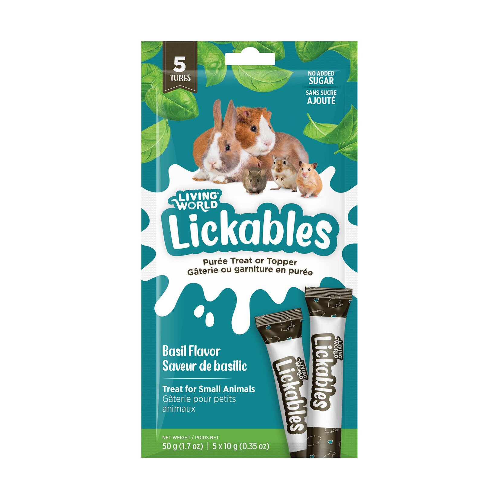 LIVING WORLD Living World Lickables Small Animal Treat - Basil Flavour - 5 Tubes (10 g)