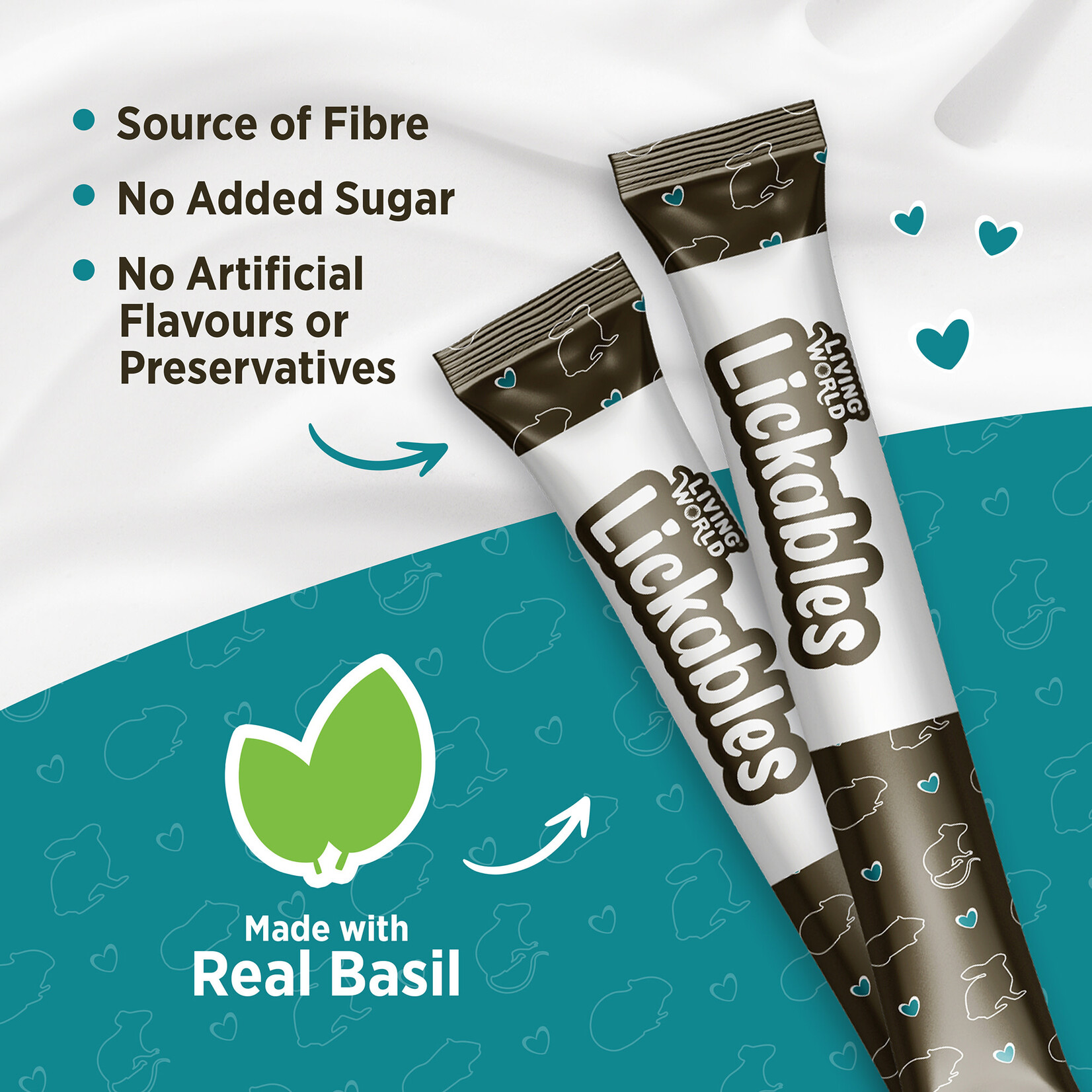 LIVING WORLD Living World Lickables Small Animal Treat - Basil Flavour - 5 Tubes (10 g)