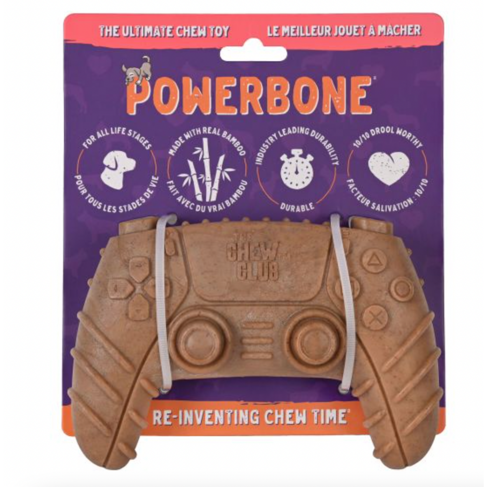 POWERBONE Powerbone Nylon & Bamboo Chew Game Controller Dog 5"