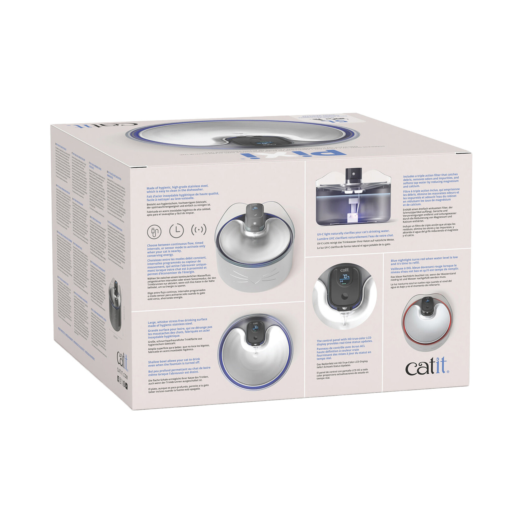 CAT IT Catit PIXI Cordless Stainless Steel UV-C Drinking Fountain - 5L (1.3 gal)